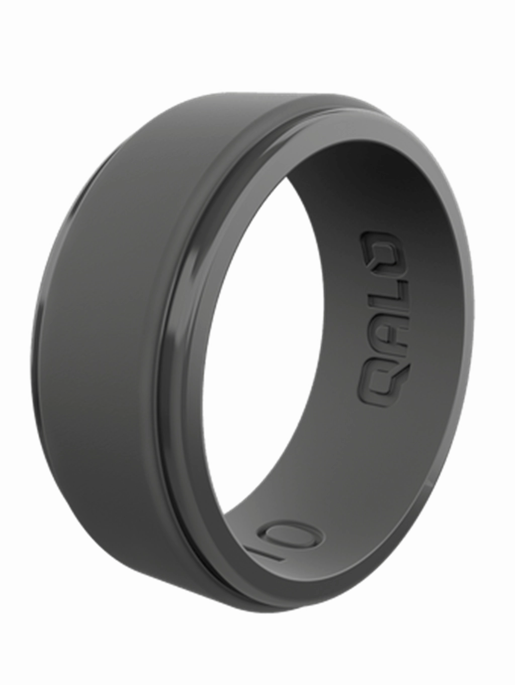 Charcoal Grey Step Edge Silicone Wedding Band