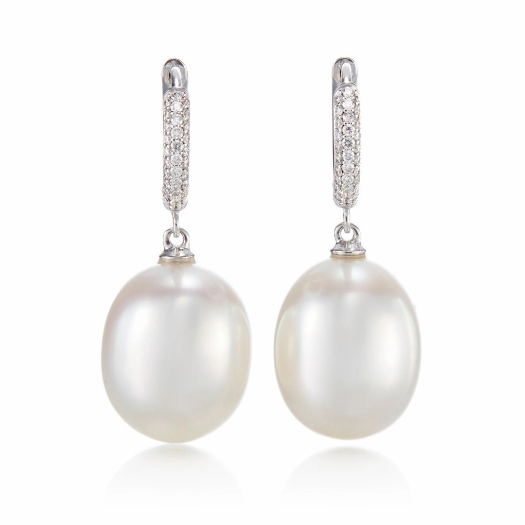 Chelsea Earrings in South Sea Pearls & Diamonds