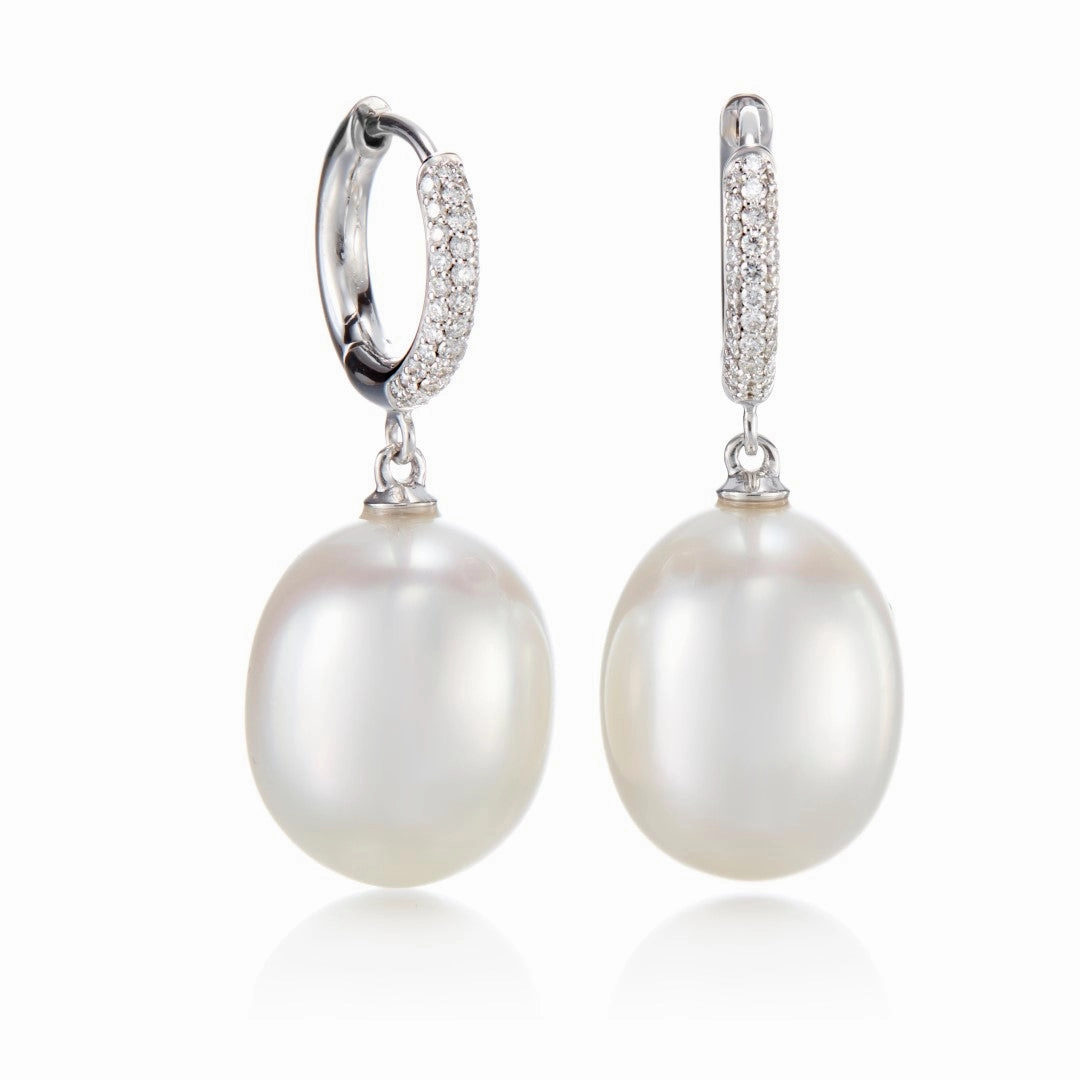 Chelsea Earrings in South Sea Pearls & Diamonds