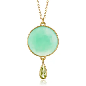 Chrysoprase & Peridot Moon Drop Necklace