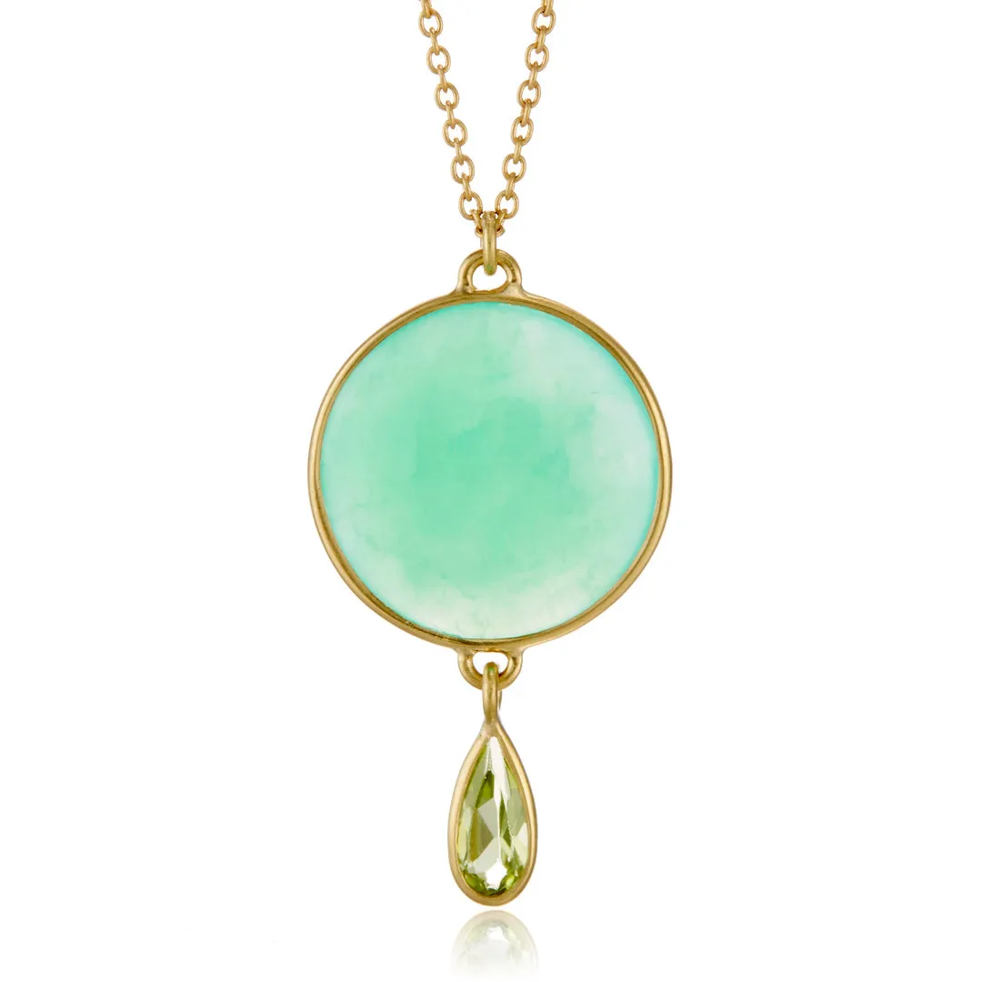 Chrysoprase & Peridot Moon Drop Necklace