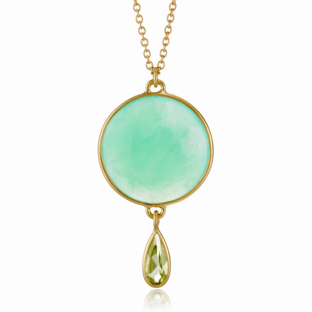 Chrysoprase & Peridot Moon Drop Necklace