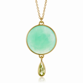 Chrysoprase & Peridot Moon Drop Necklace
