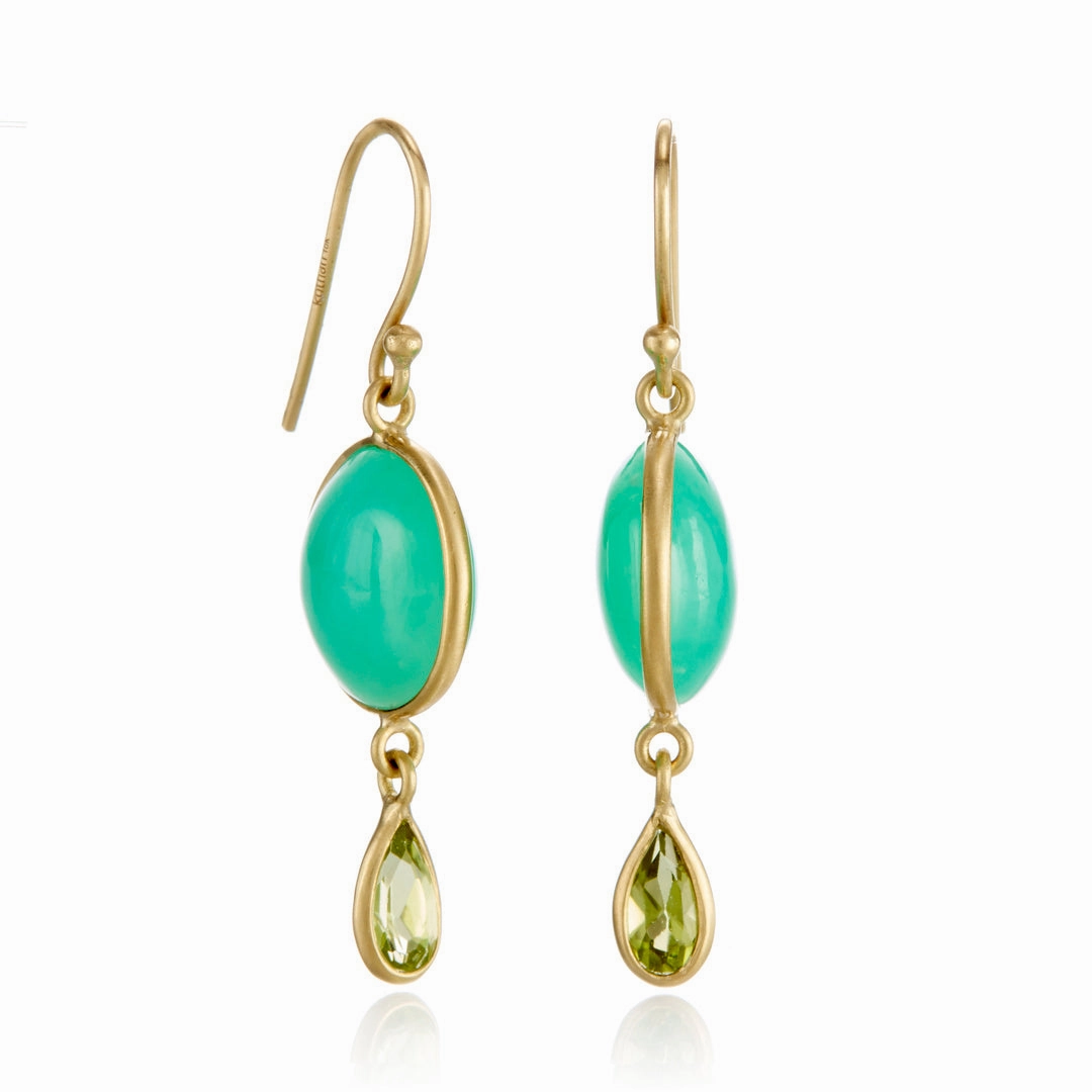 Chrysoprase & Peridot Moon Phase Drop Earrings