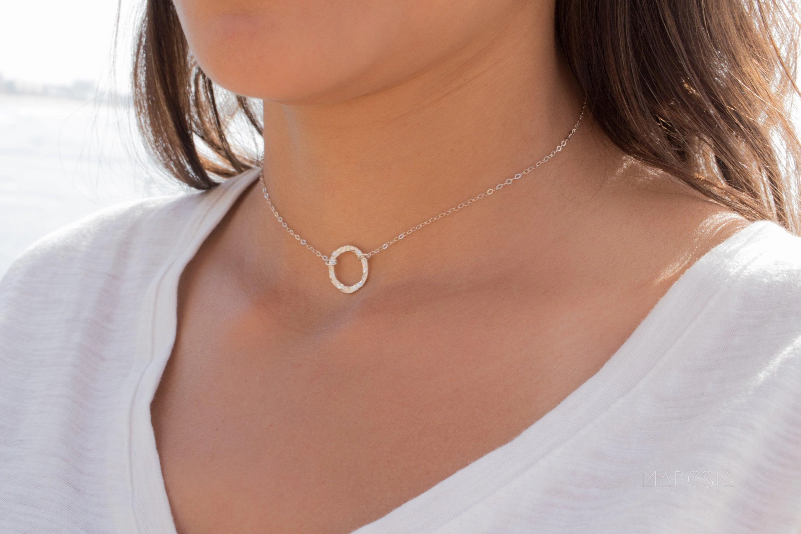 Circle Necklace Choker ~Sterling Silver 925 - MN023