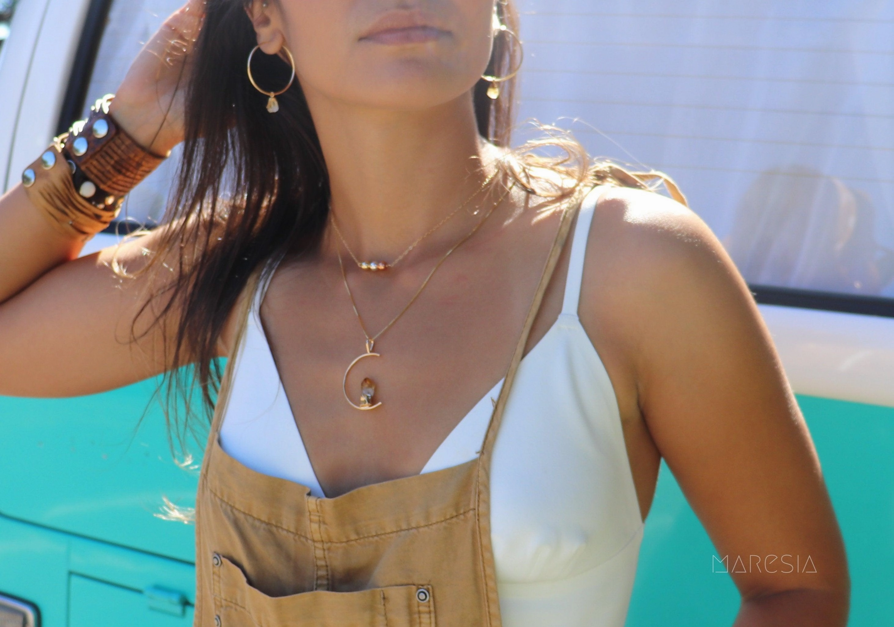 Citrine Gold Hoop Earrings ~ 14k Gold Filled  ~ ME031