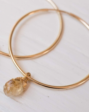 Citrine Gold Hoop Earrings ~ 14k Gold Filled  ~ ME031