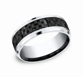 Cobalt Chrome And Carbon Fiber 8mm Beveled Polished Finish Wedding Band