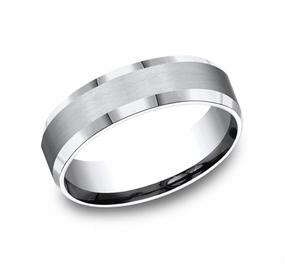 Cobalt Chrome Satin Polish 6mm Beveled Wedding Band