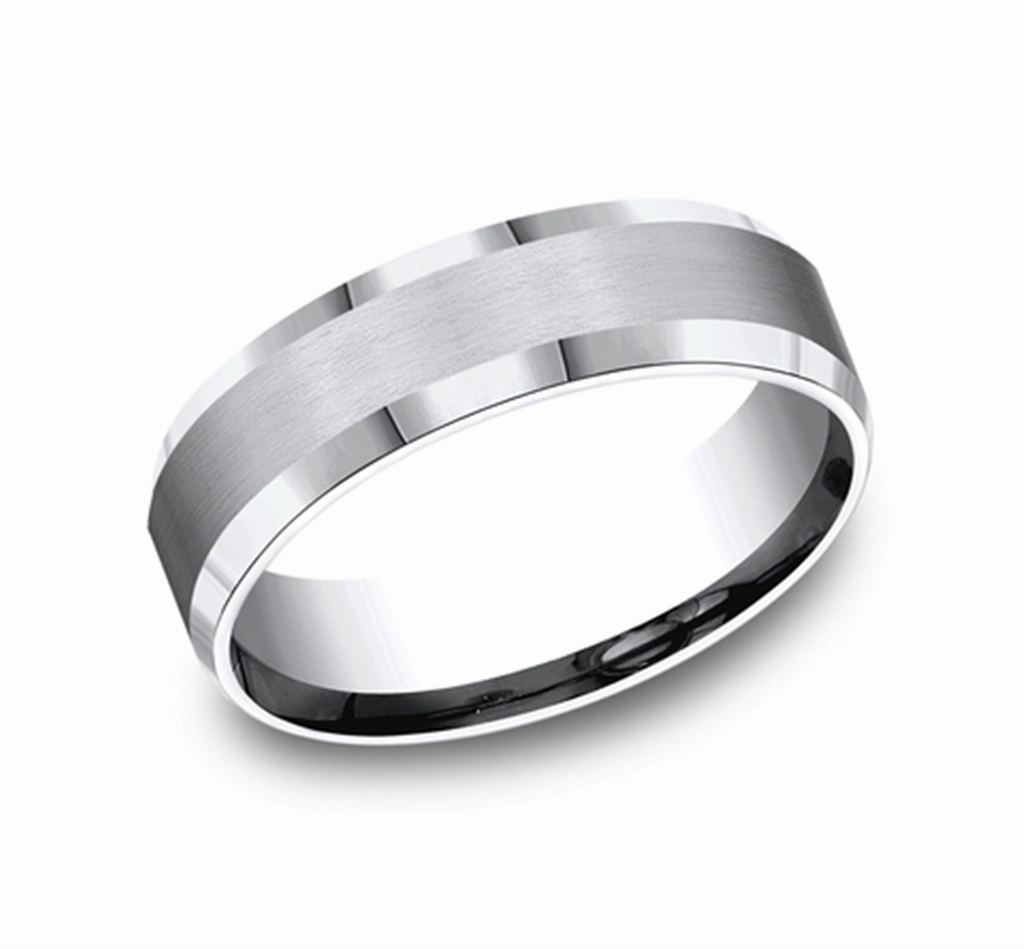 Cobalt Chrome Satin Polish 6mm Beveled Wedding Band