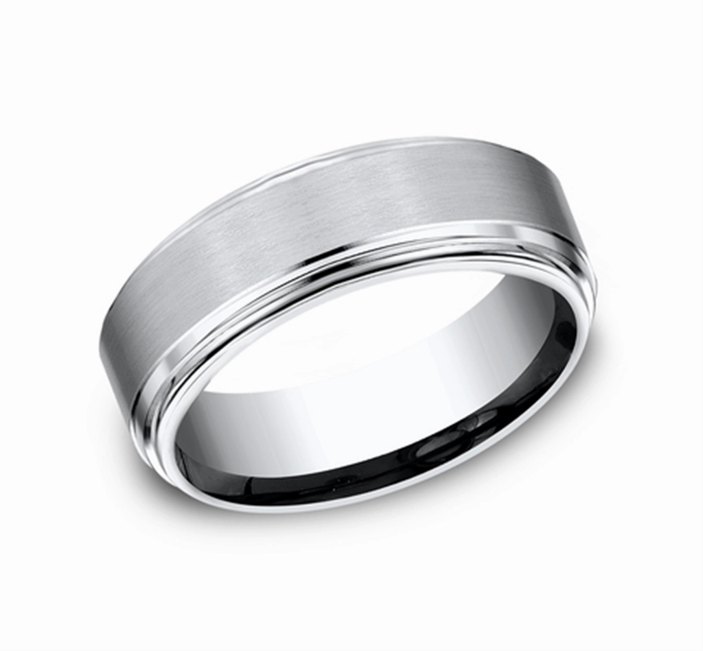 Cobalt Chrome Satin Polish 8mm Double Step Wedding Band