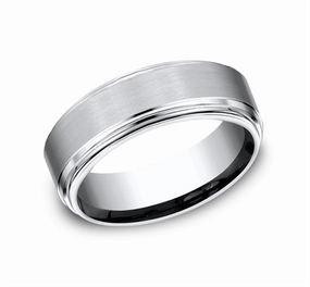 Cobalt Chrome Satin Polish 8mm Double Step Wedding Band