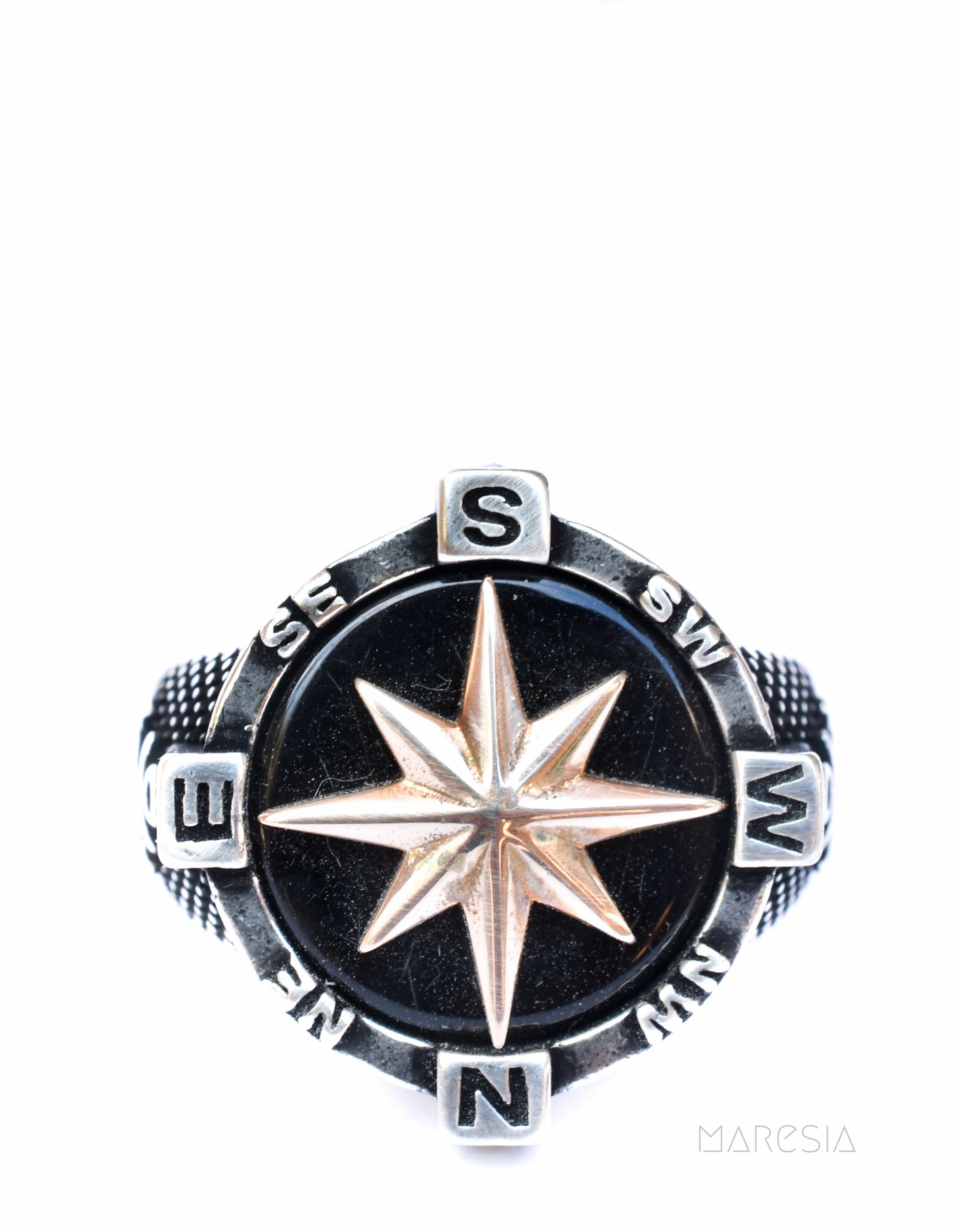 Compass Men's Ring ~ Sterling Silver 925 ~