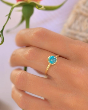Copper Turquoise Gold Ring ~ 18k Gold Plated ~ SMR104