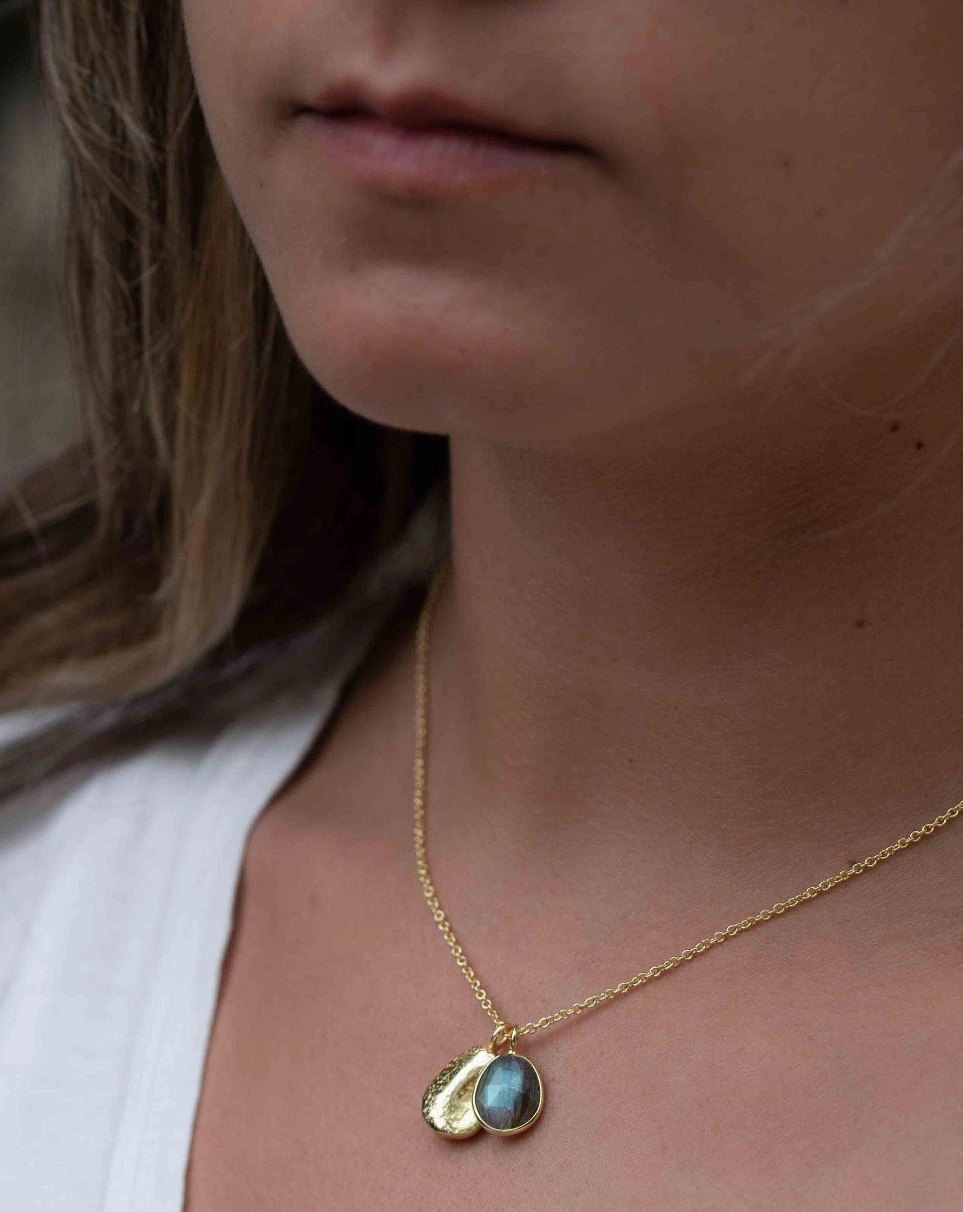 Copper Turquoise, Labradorite or Moonstone ~ Necklace ~ Gold plated 18k ~ MN112