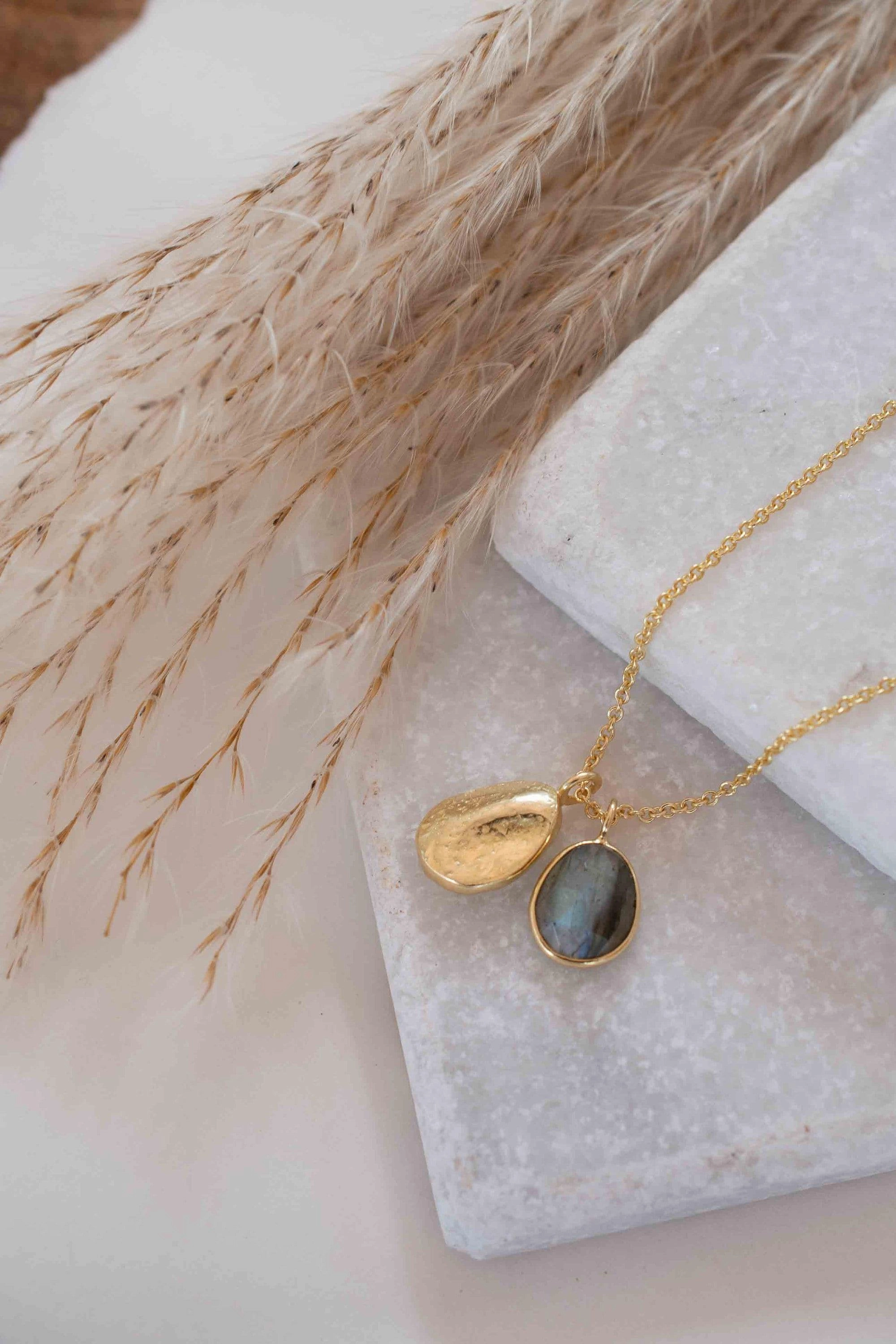 Copper Turquoise, Labradorite or Moonstone ~ Necklace ~ Gold plated 18k ~ MN112