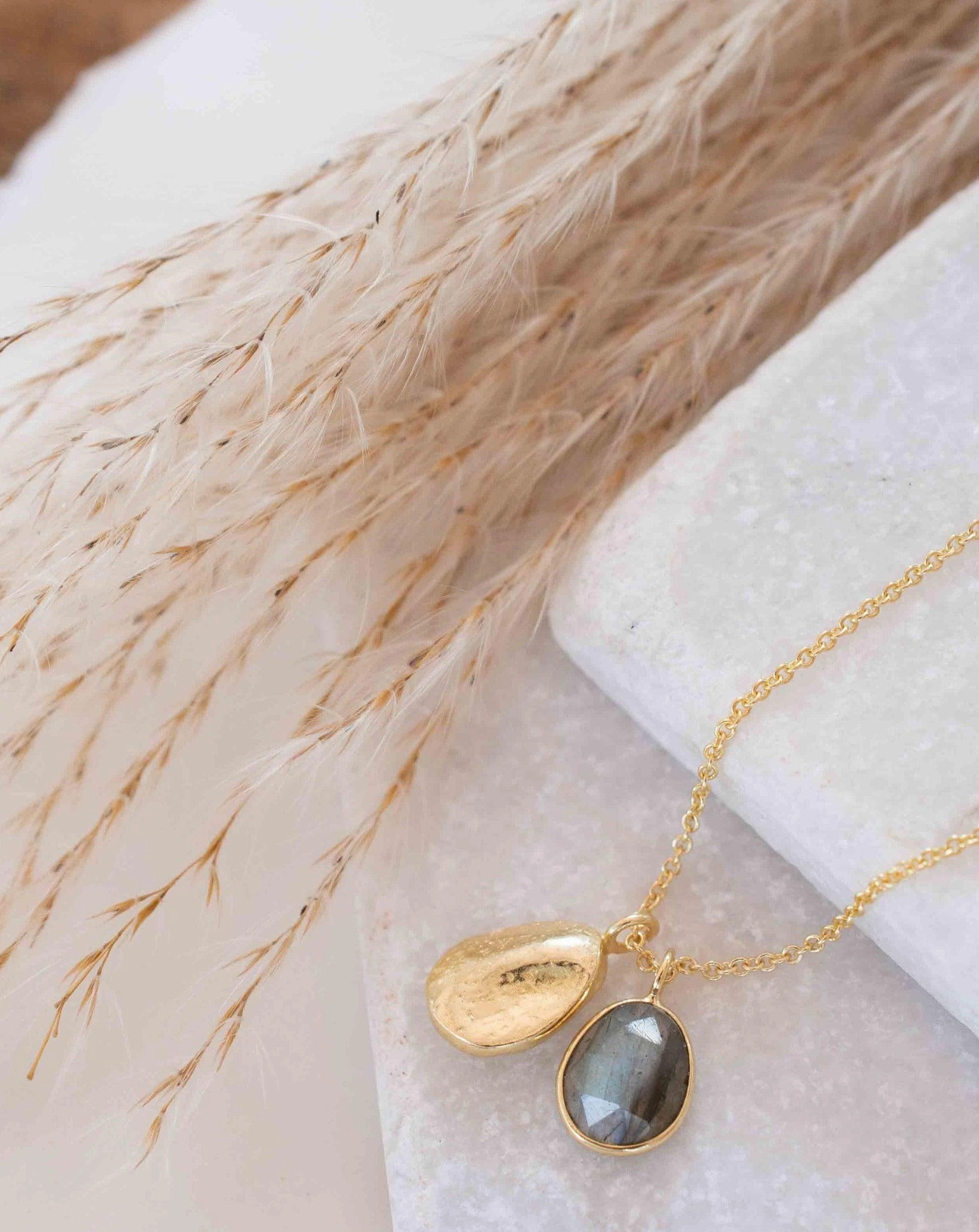 Copper Turquoise, Labradorite or Moonstone ~ Necklace ~ Gold plated 18k ~ MN112