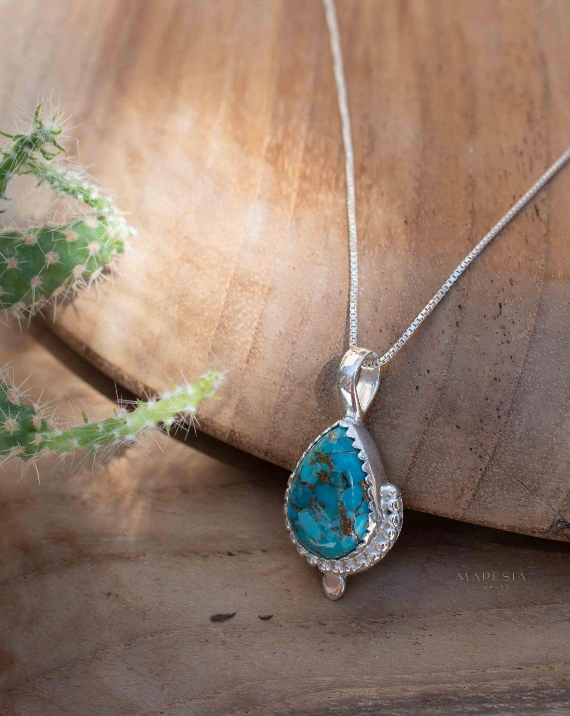 Copper Turquoise Necklace ~ Sterling Silver ~ MN142