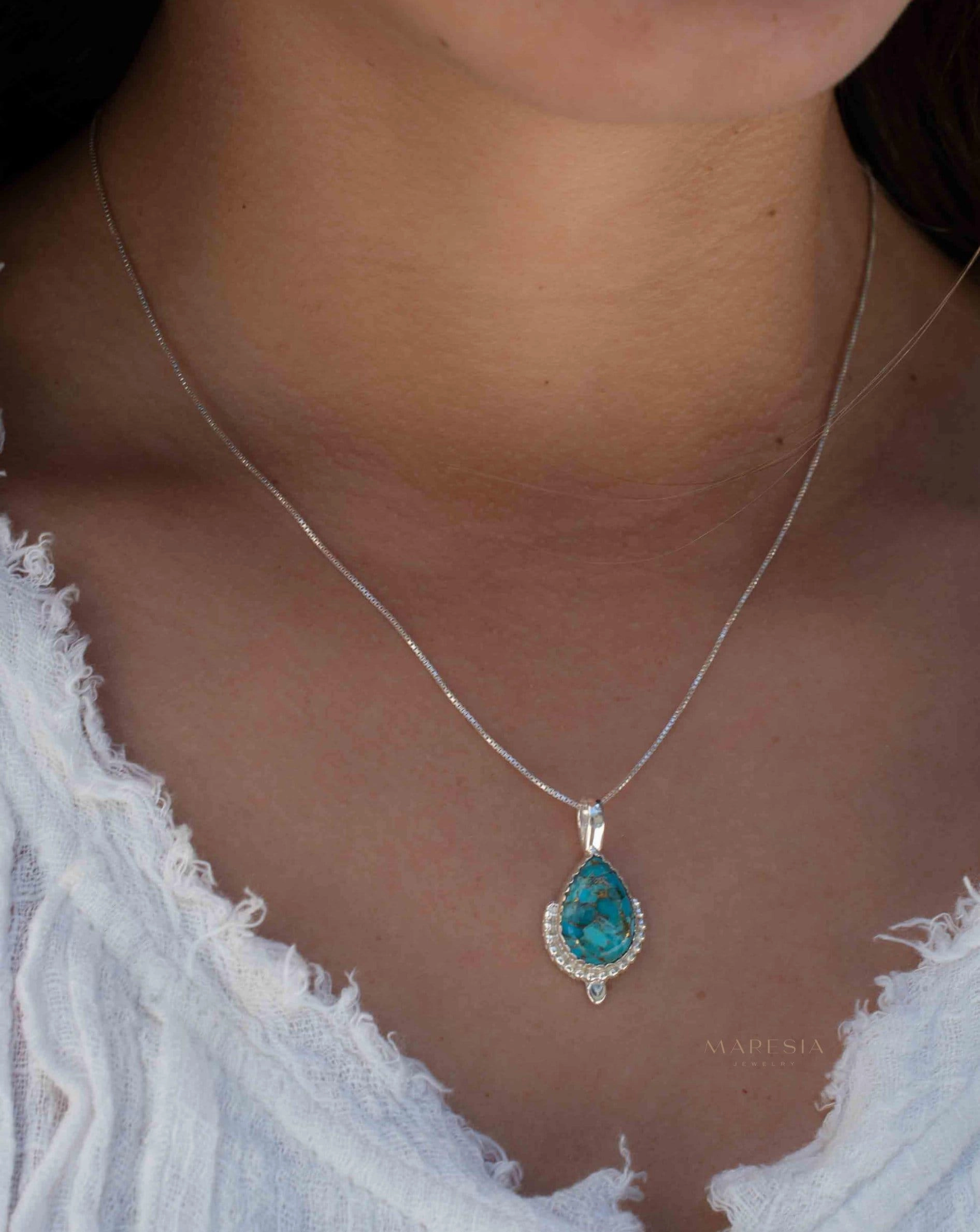 Copper Turquoise Necklace ~ Sterling Silver ~ MN142