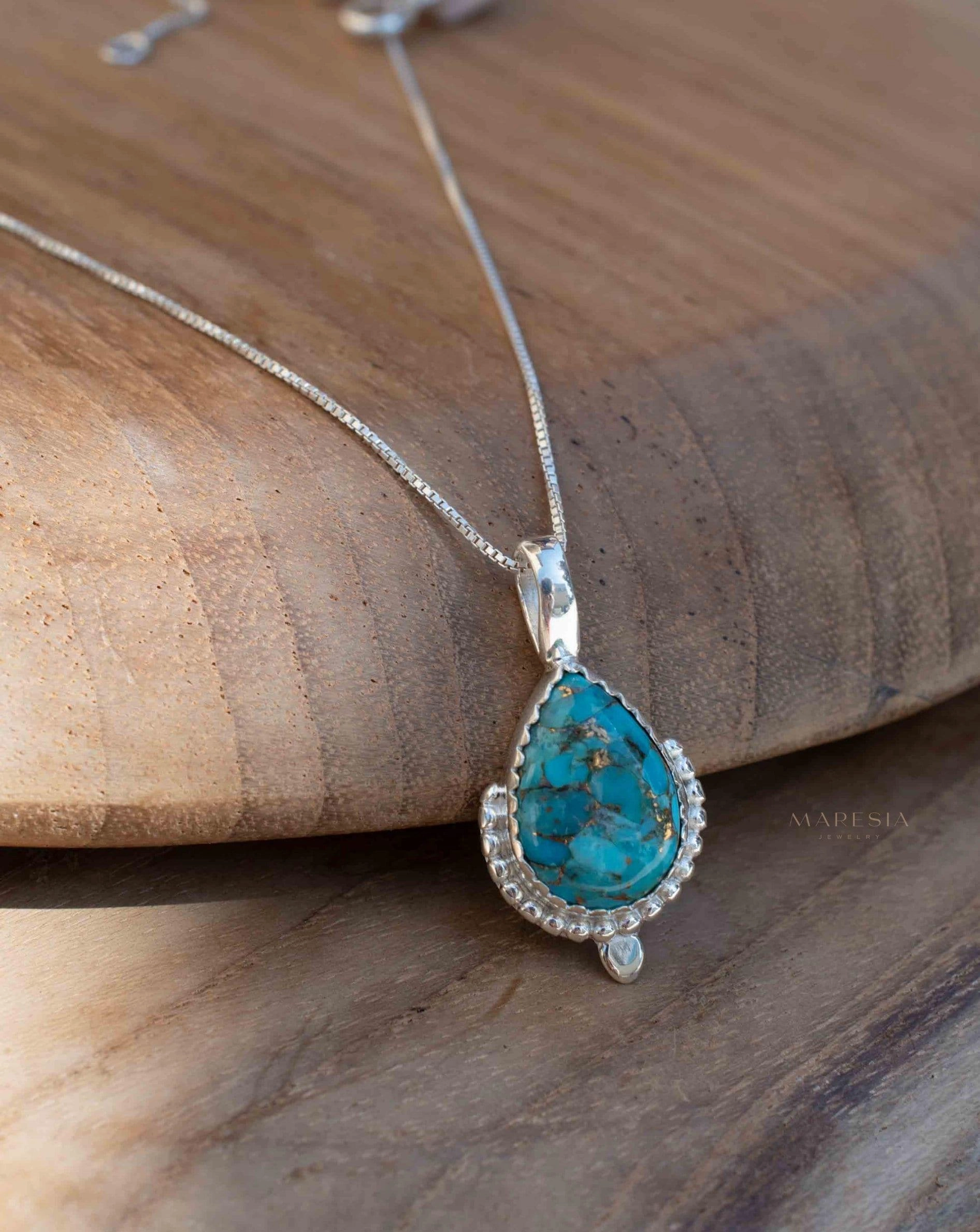 Copper Turquoise Necklace ~ Sterling Silver ~ MN142