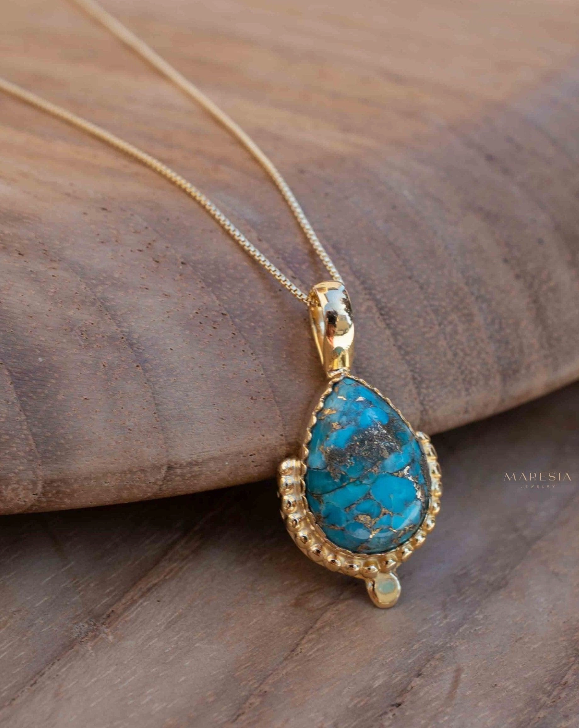 Copper Turquoise Pendant ~ Gold Plated over Sterling Silver ~ MN143