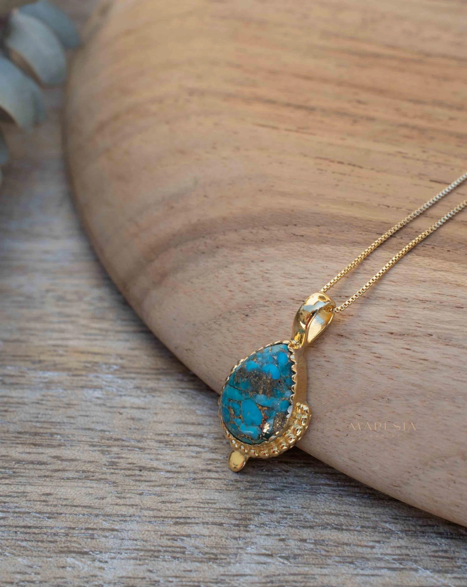 Copper Turquoise Pendant ~ Gold Plated over Sterling Silver ~ MN143