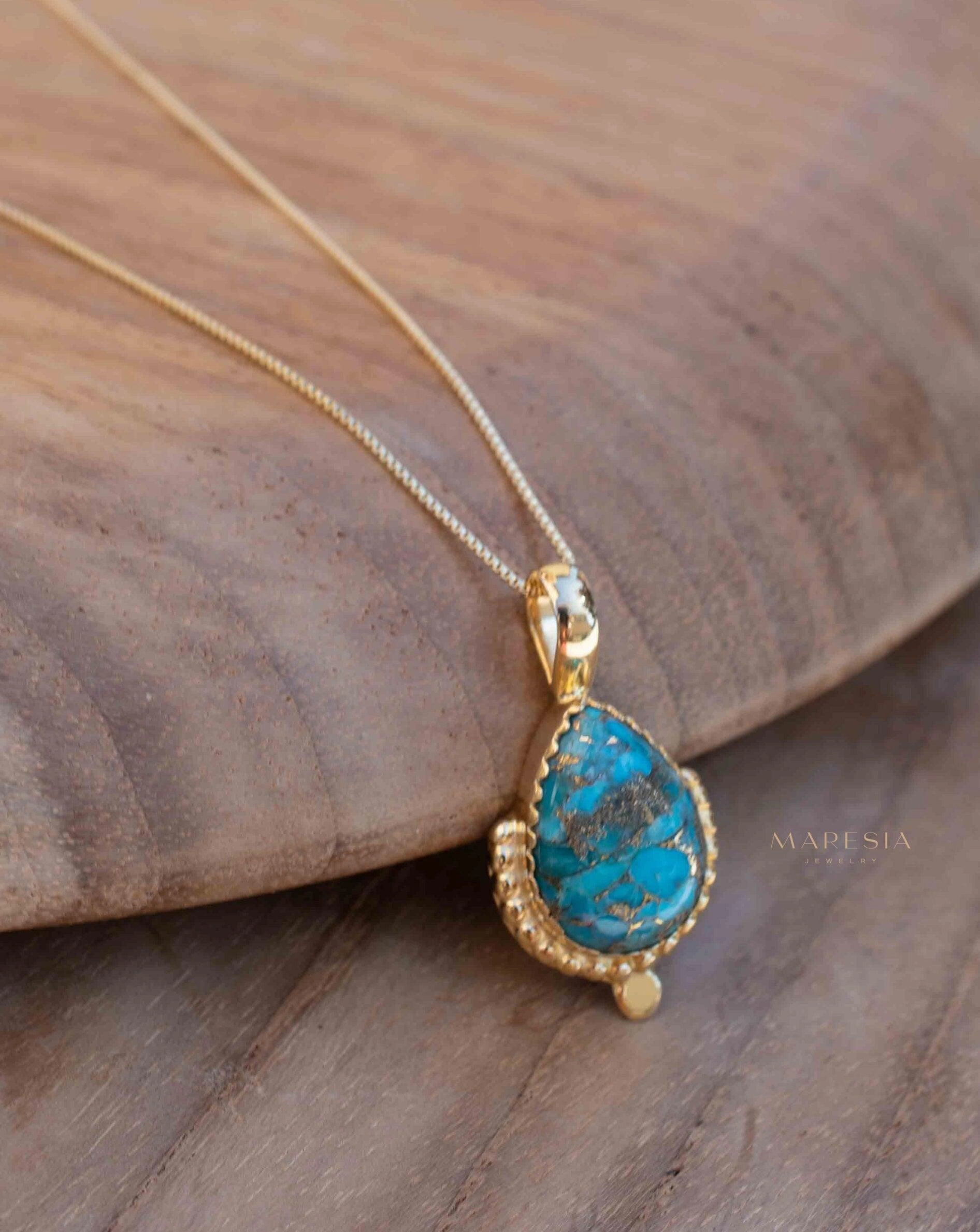 Copper Turquoise Pendant ~ Gold Plated over Sterling Silver ~ MN143