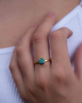 Copper Turquoise Ring ~ 18k Gold Plated ~ MR237