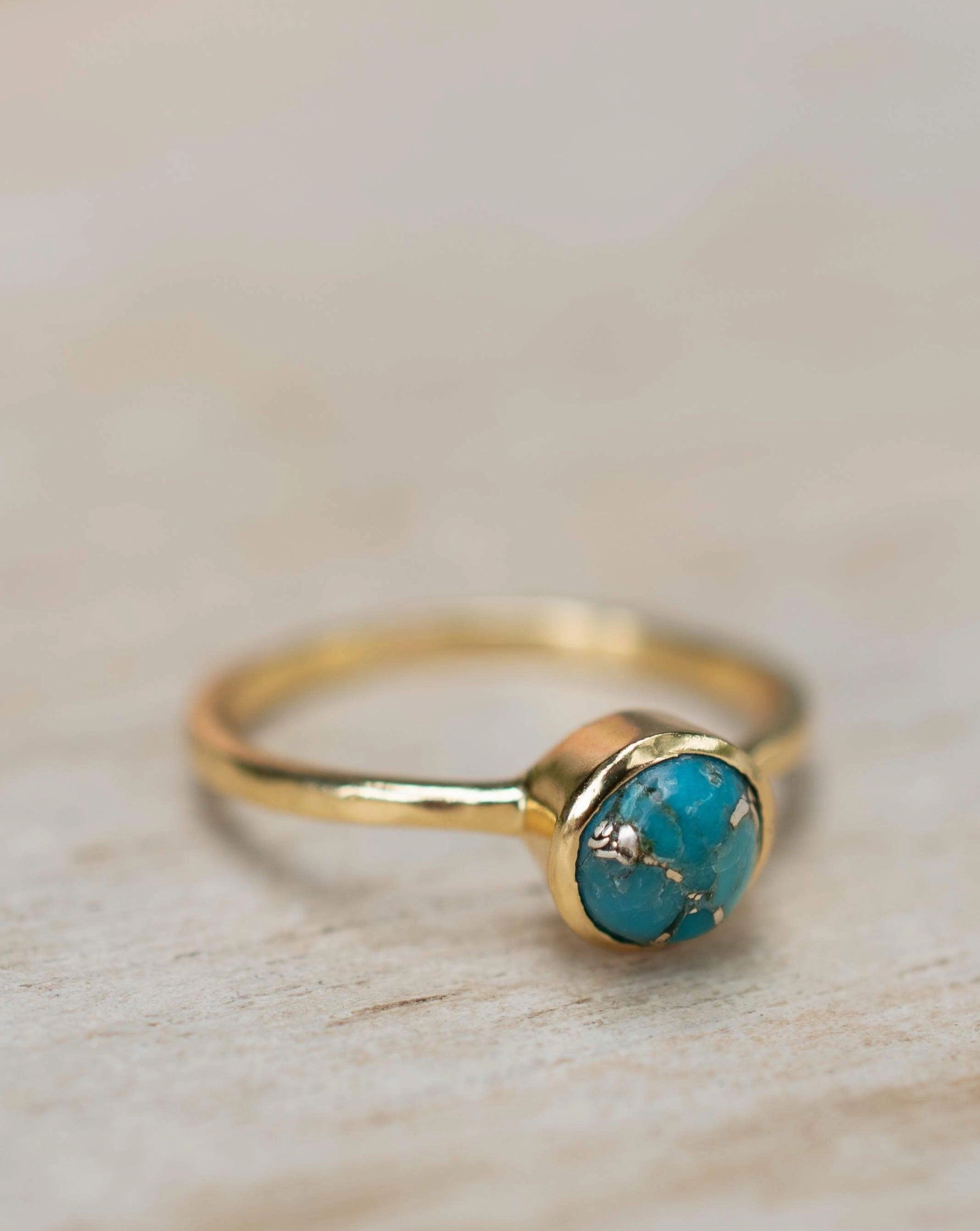 Copper Turquoise Ring ~ 18k Gold Plated ~ MR237