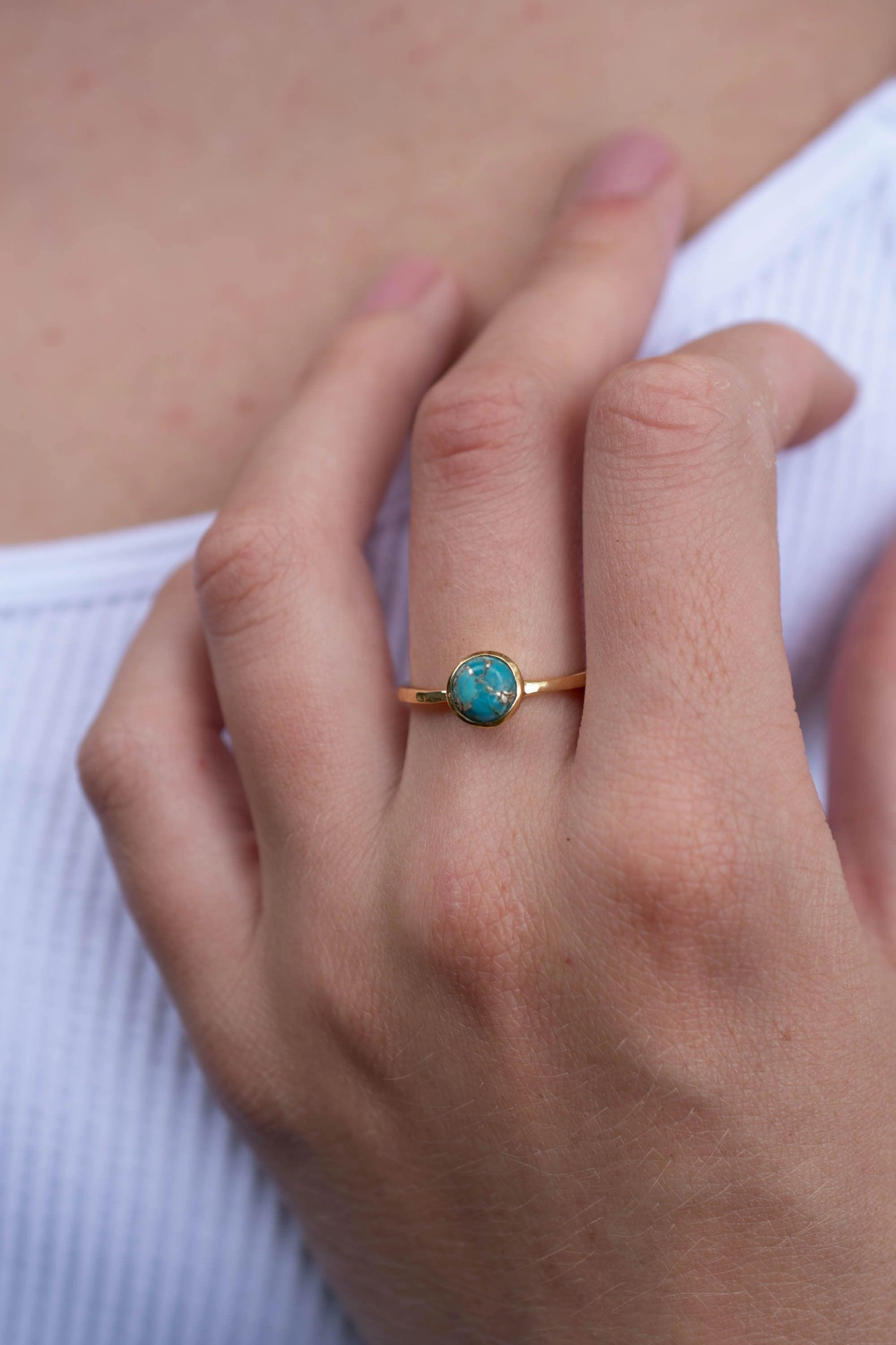 Copper Turquoise Ring ~ 18k Gold Plated ~ MR237