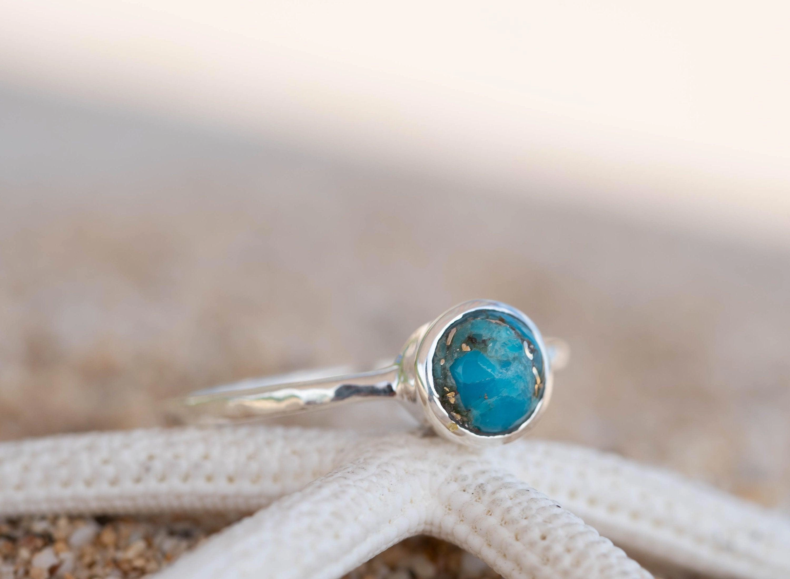 Copper Turquoise Ring ~  Sterling Silver 925 ~ MR238