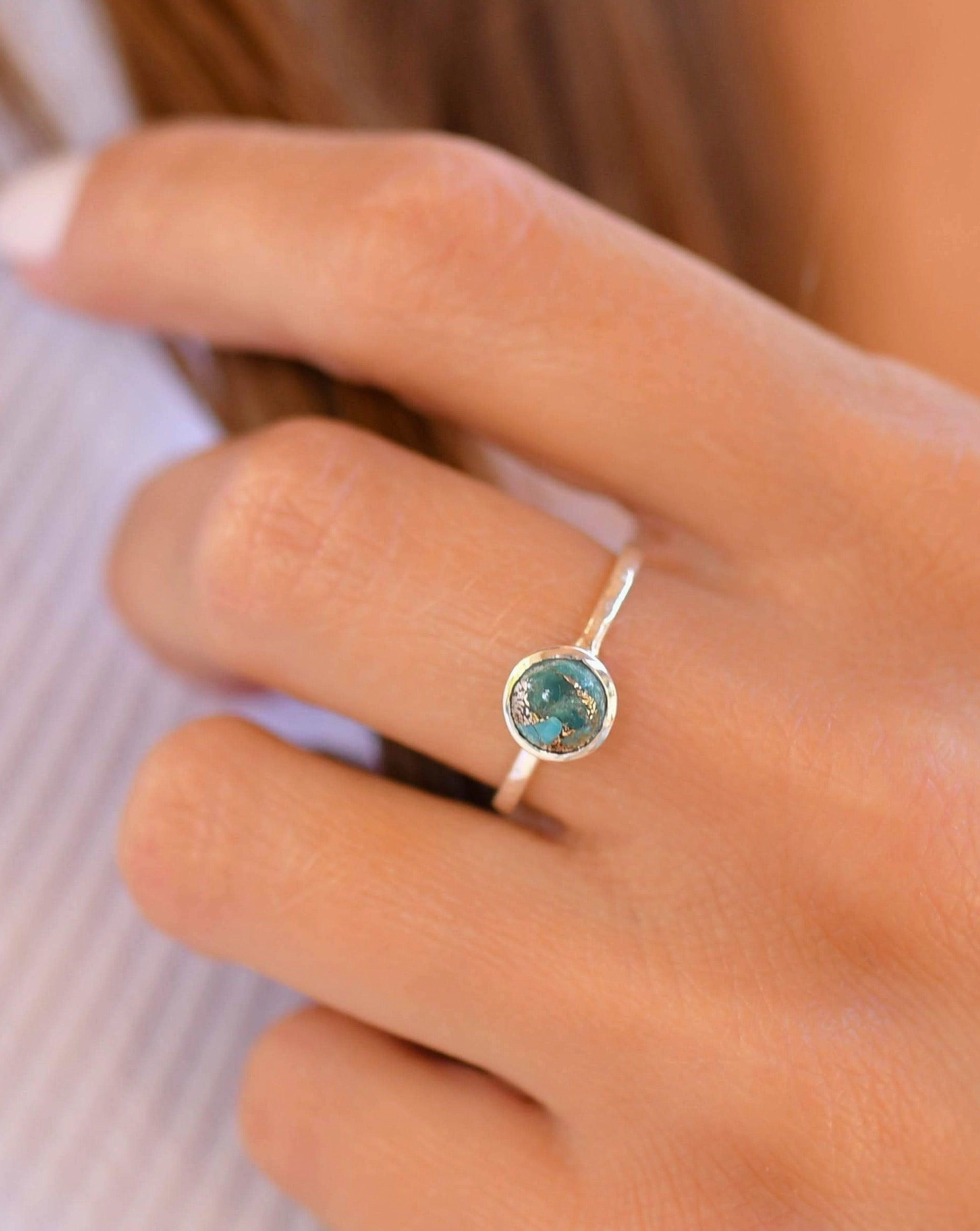 Copper Turquoise Ring ~  Sterling Silver 925 ~ MR238