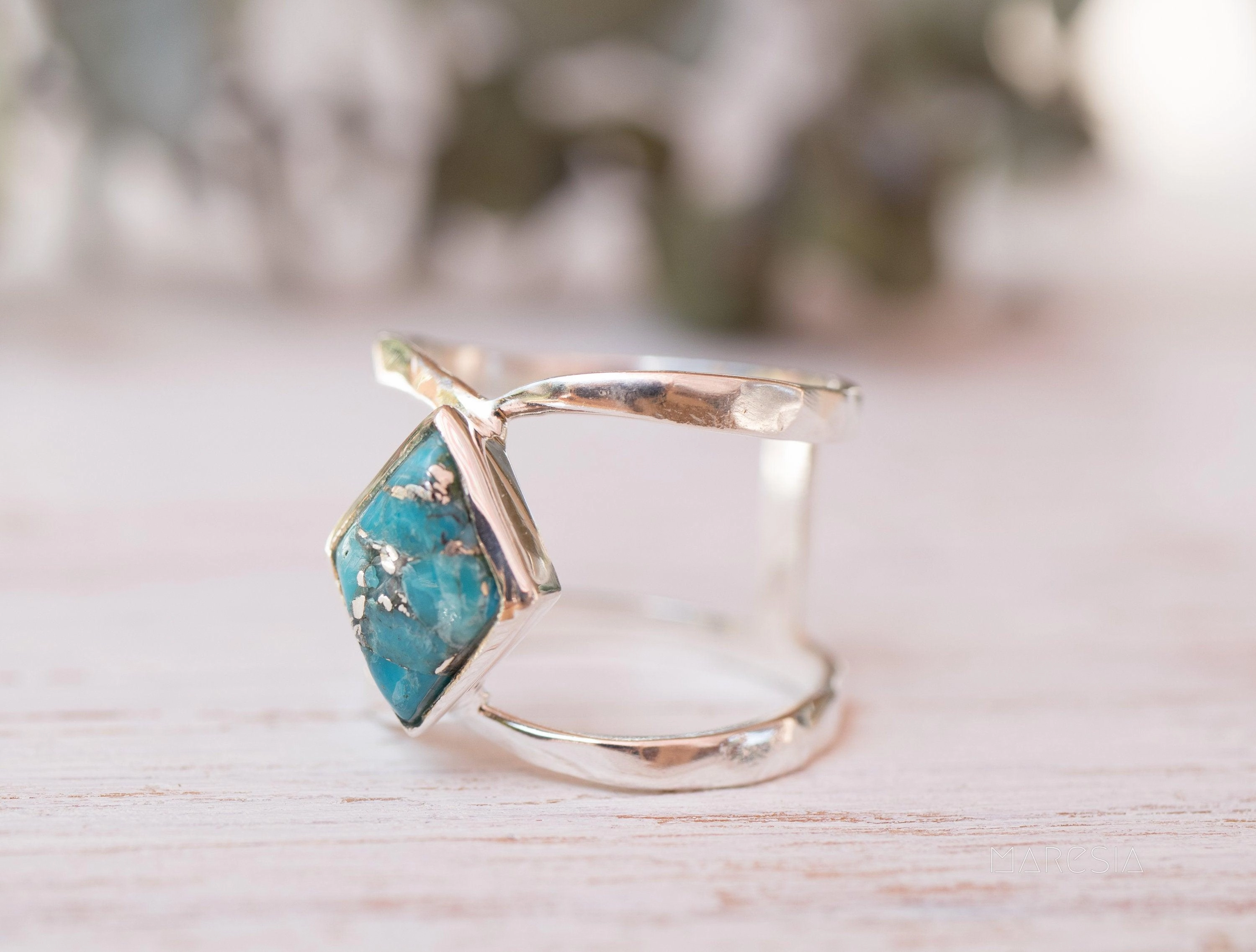 Copper Turquoise Ring~Sterling Silver 925 ~ MR143A