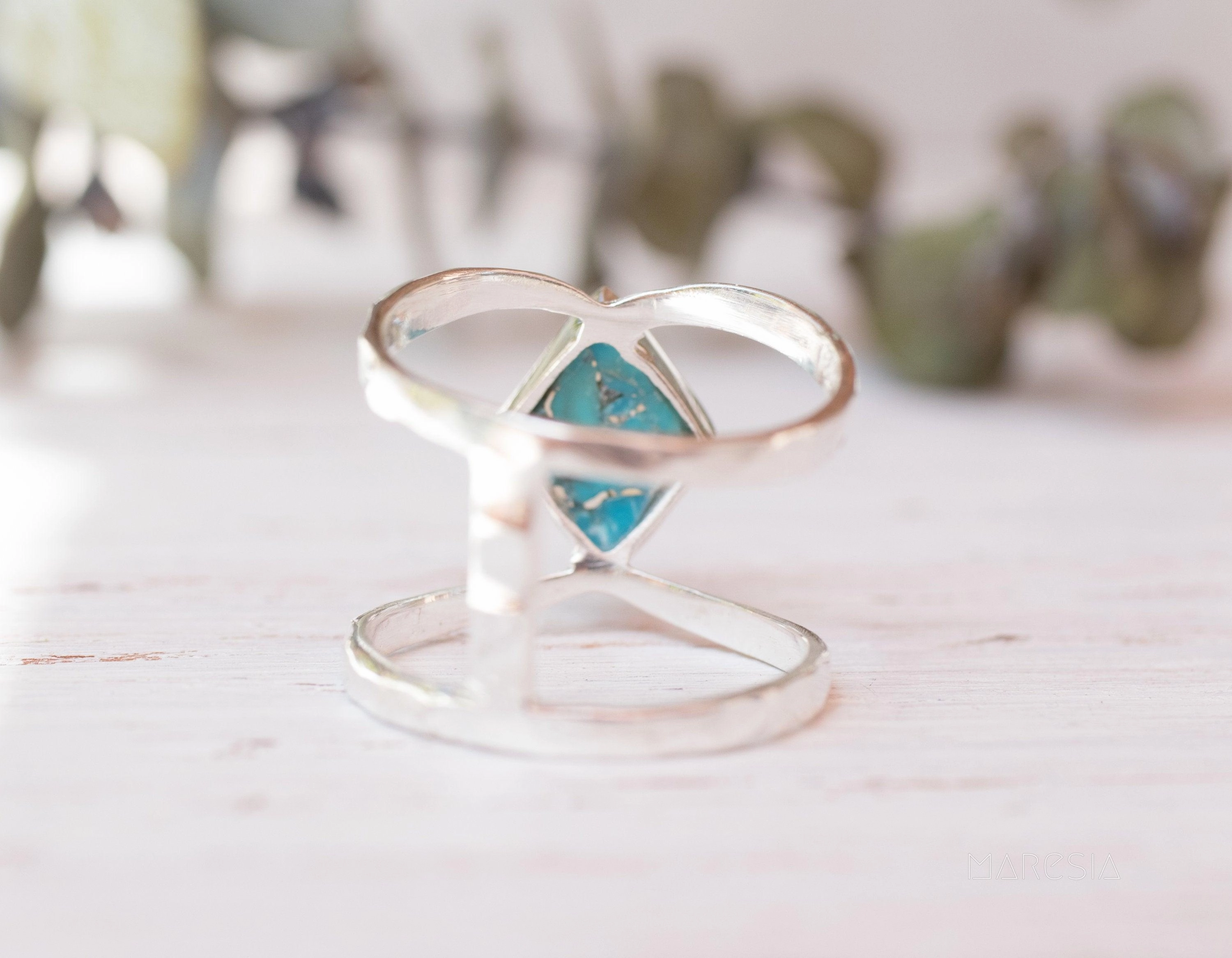 Copper Turquoise Ring~Sterling Silver 925 ~ MR143A