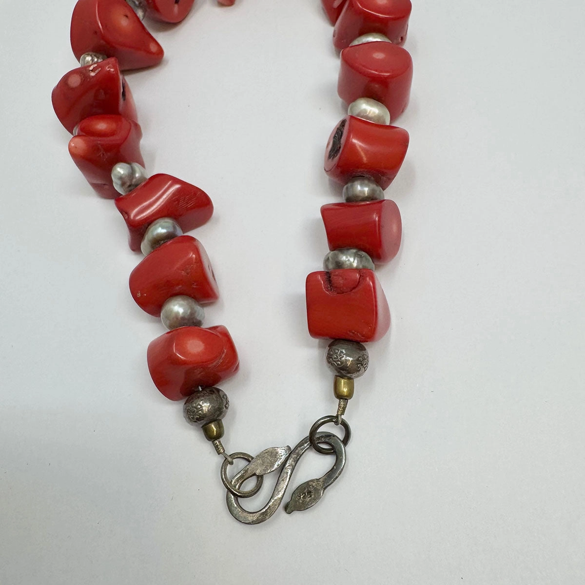 Coral and Baroque Pearl Choker Necklace