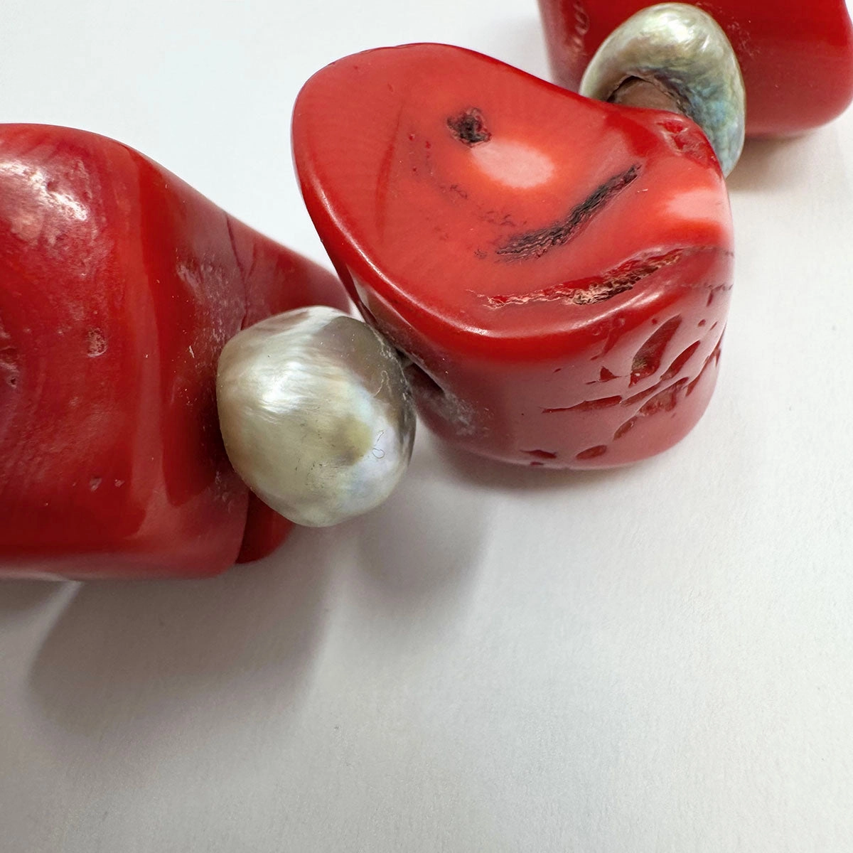 Coral and Baroque Pearl Choker Necklace