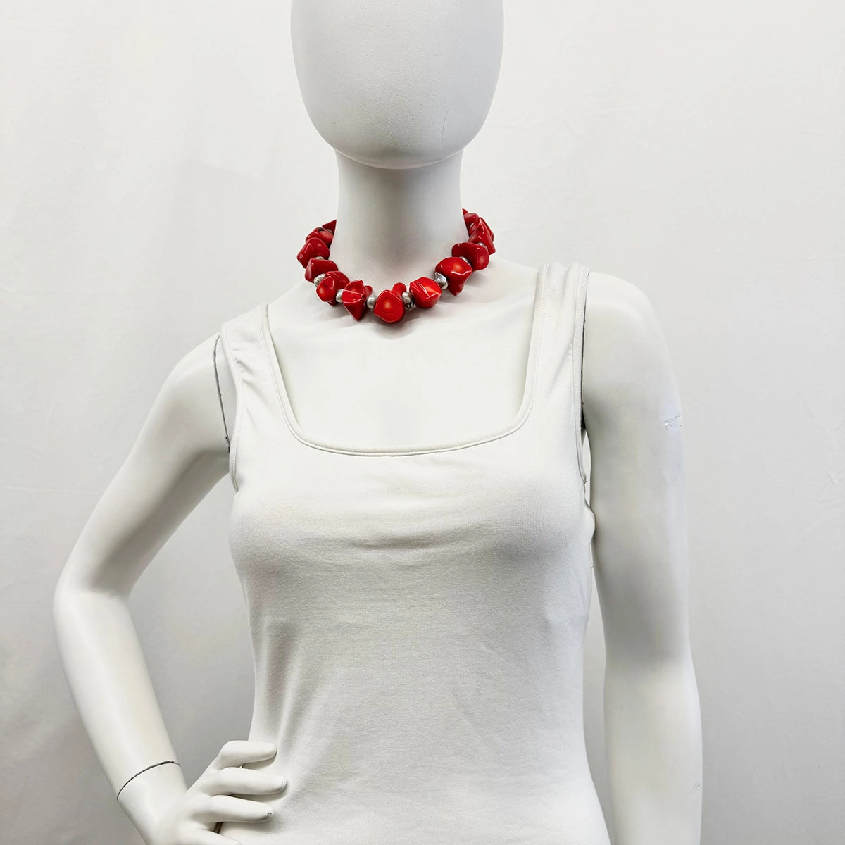 Coral and Baroque Pearl Choker Necklace