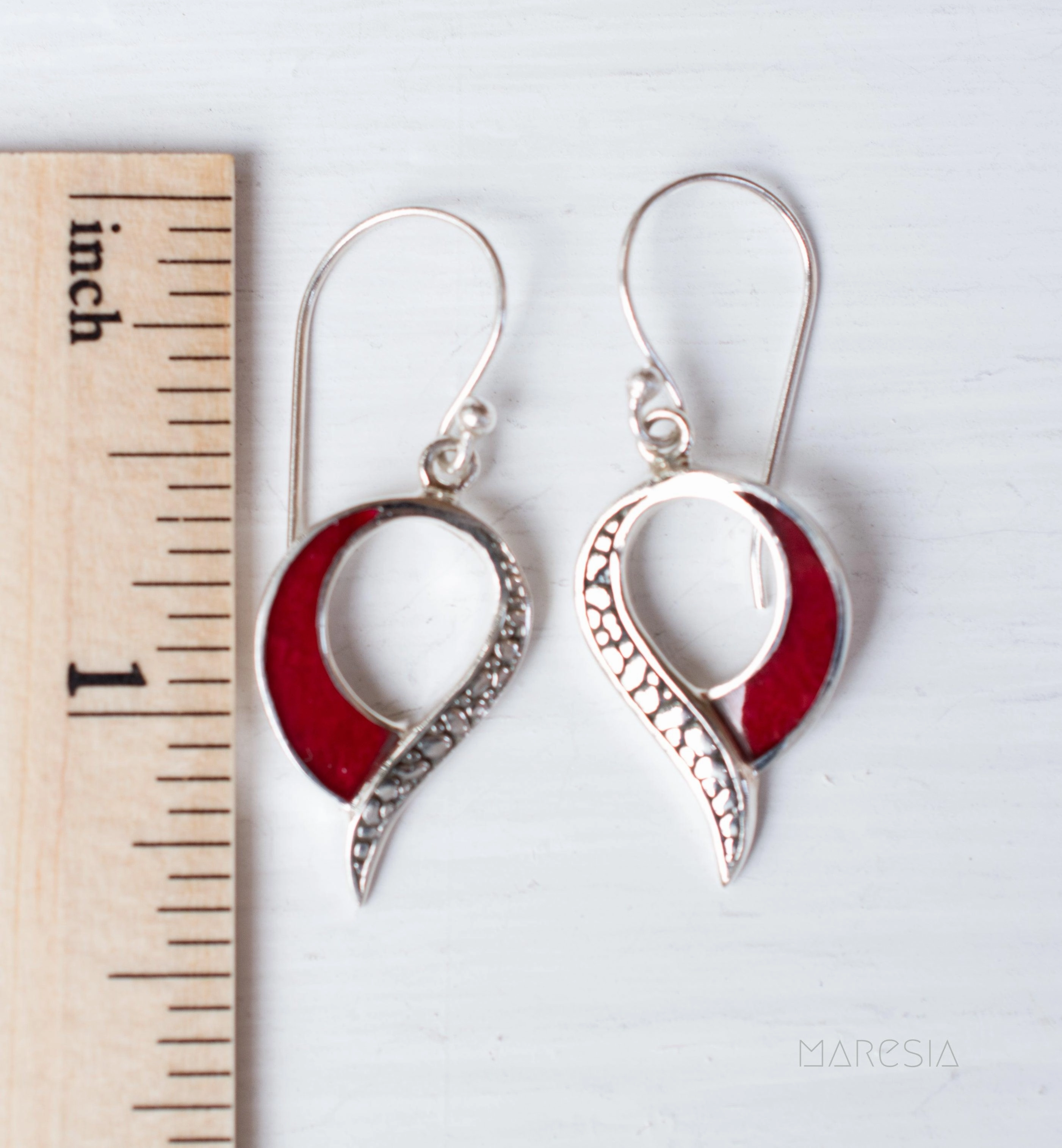 Coral Earrings ~ Sterling Silver 925 ~ SME066