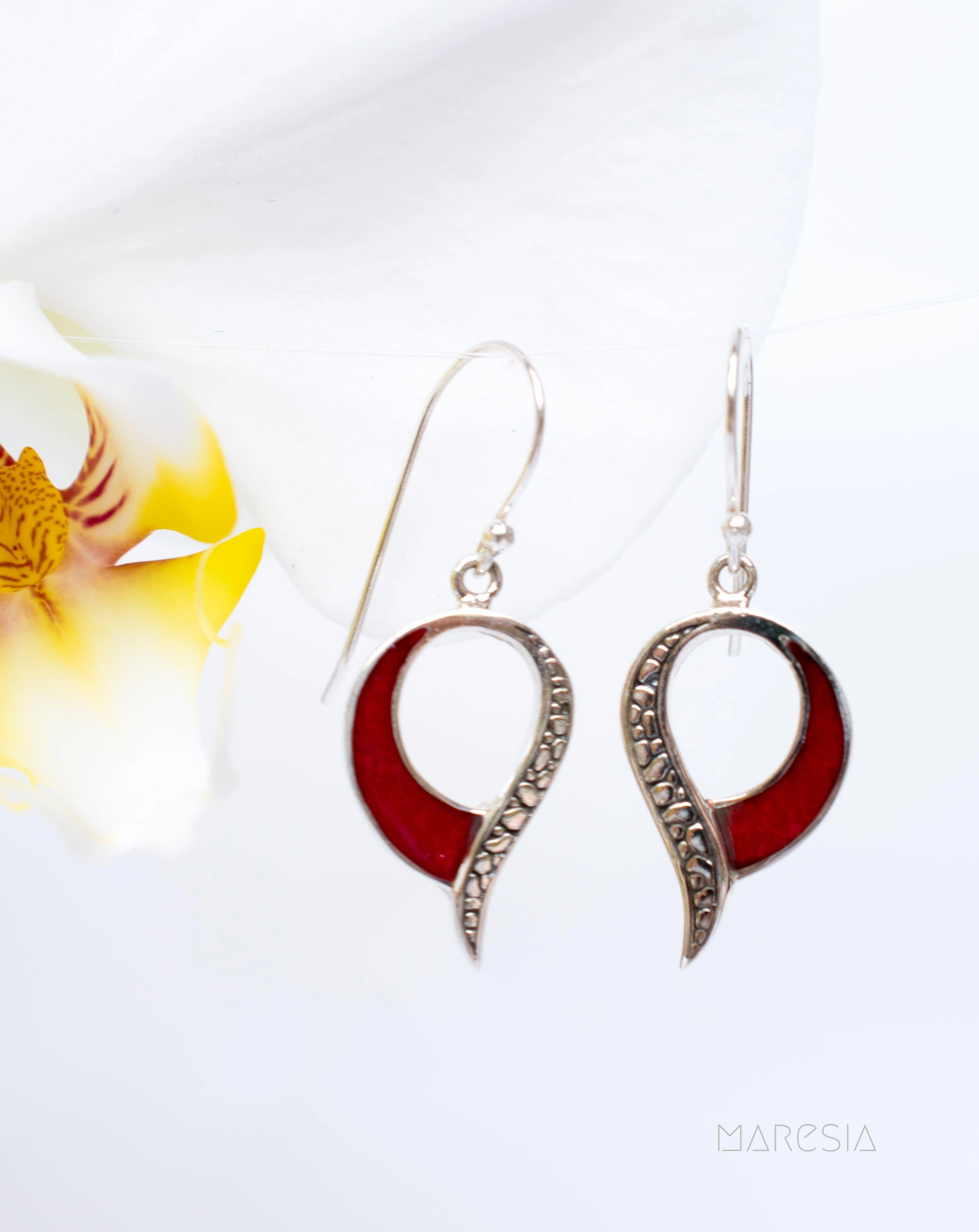 Coral Earrings ~ Sterling Silver 925 ~ SME066