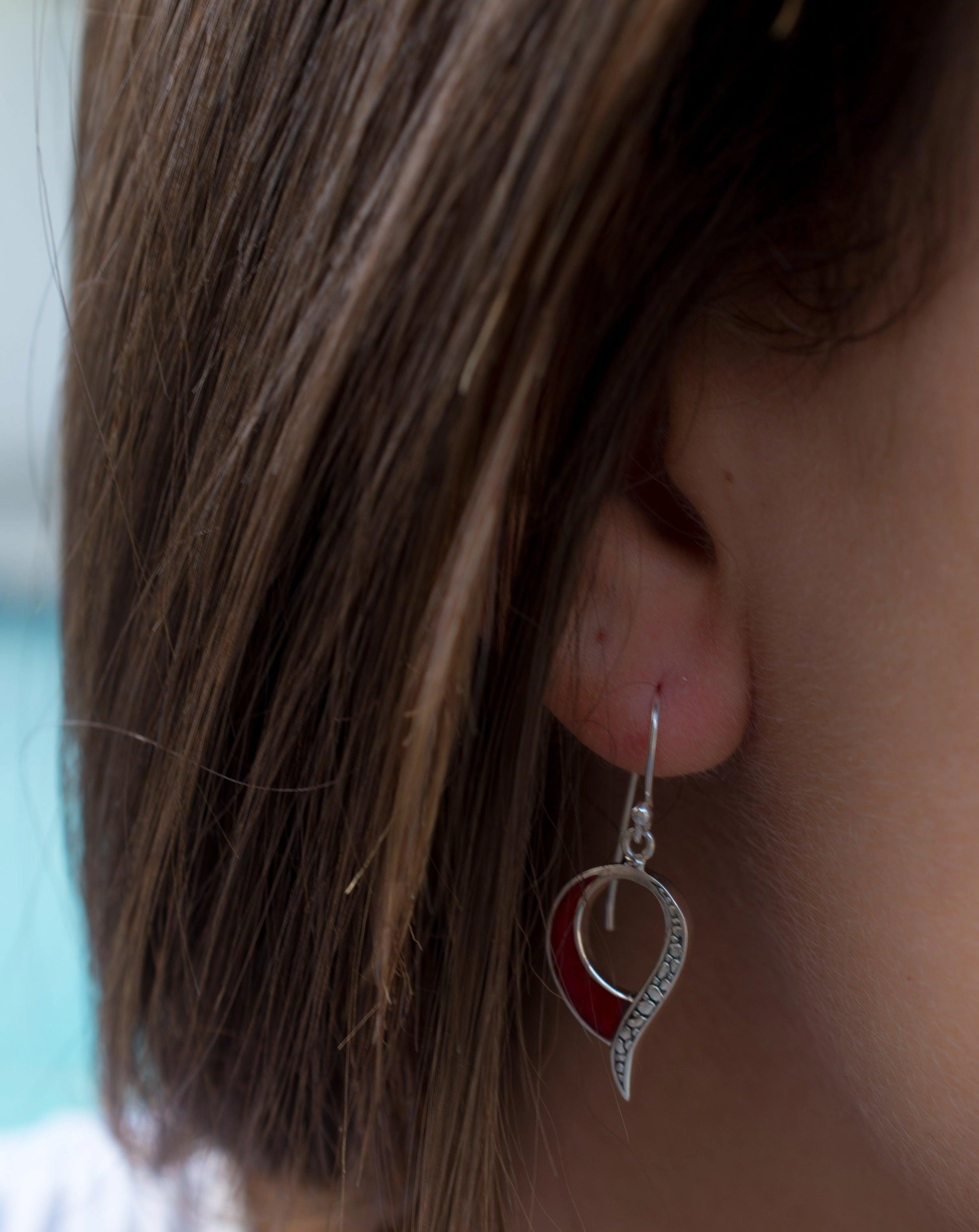 Coral Earrings ~ Sterling Silver 925 ~ SME066