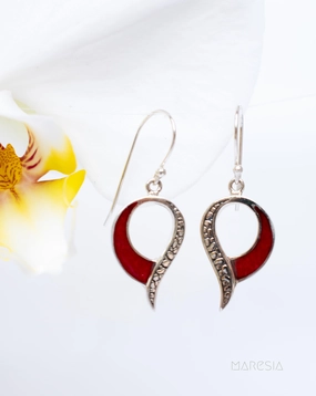 Coral Earrings ~ Sterling Silver 925 ~ SME066