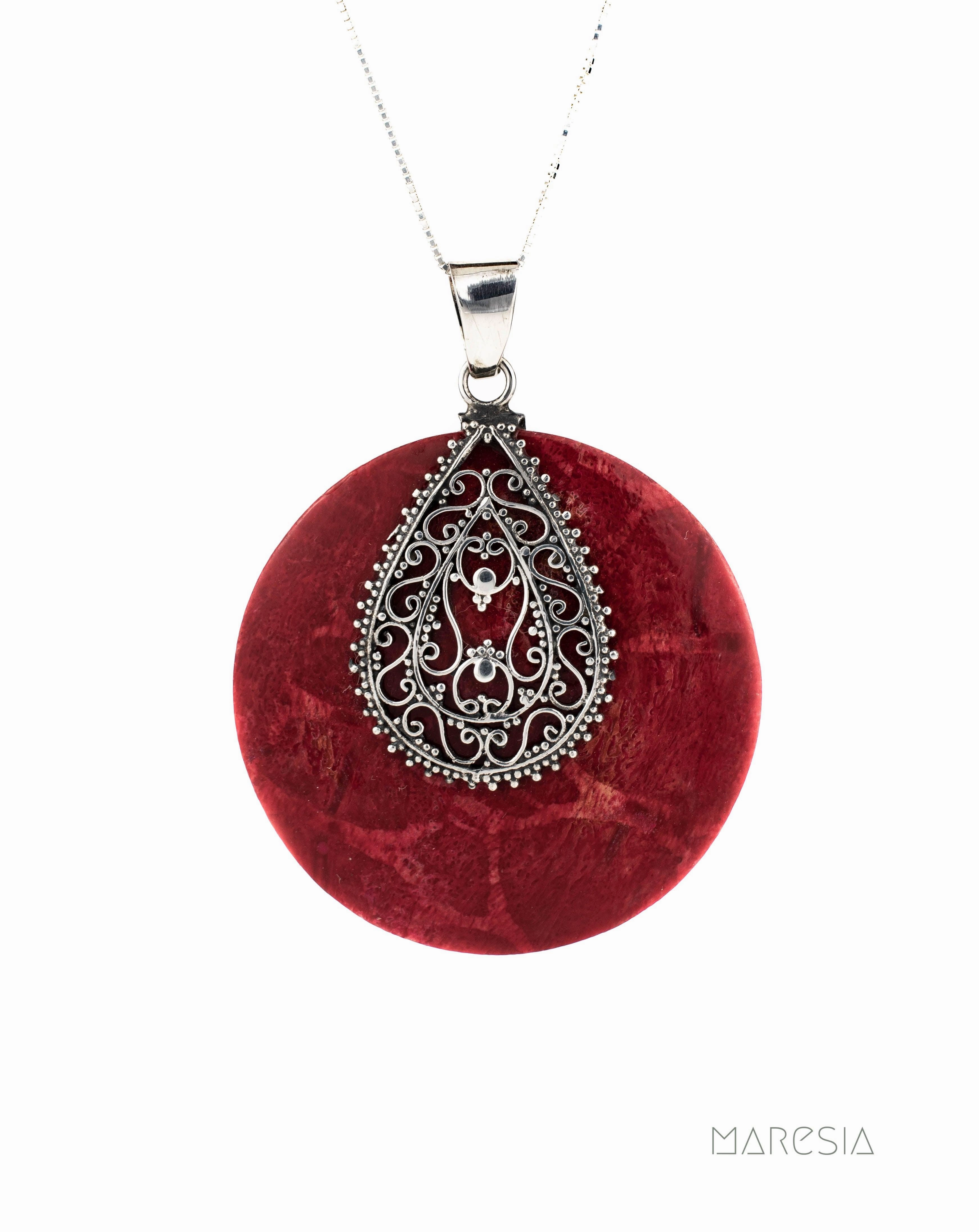 Coral  Pendant ~ Coral ~ Sterling Silver 925 ~ SMP020