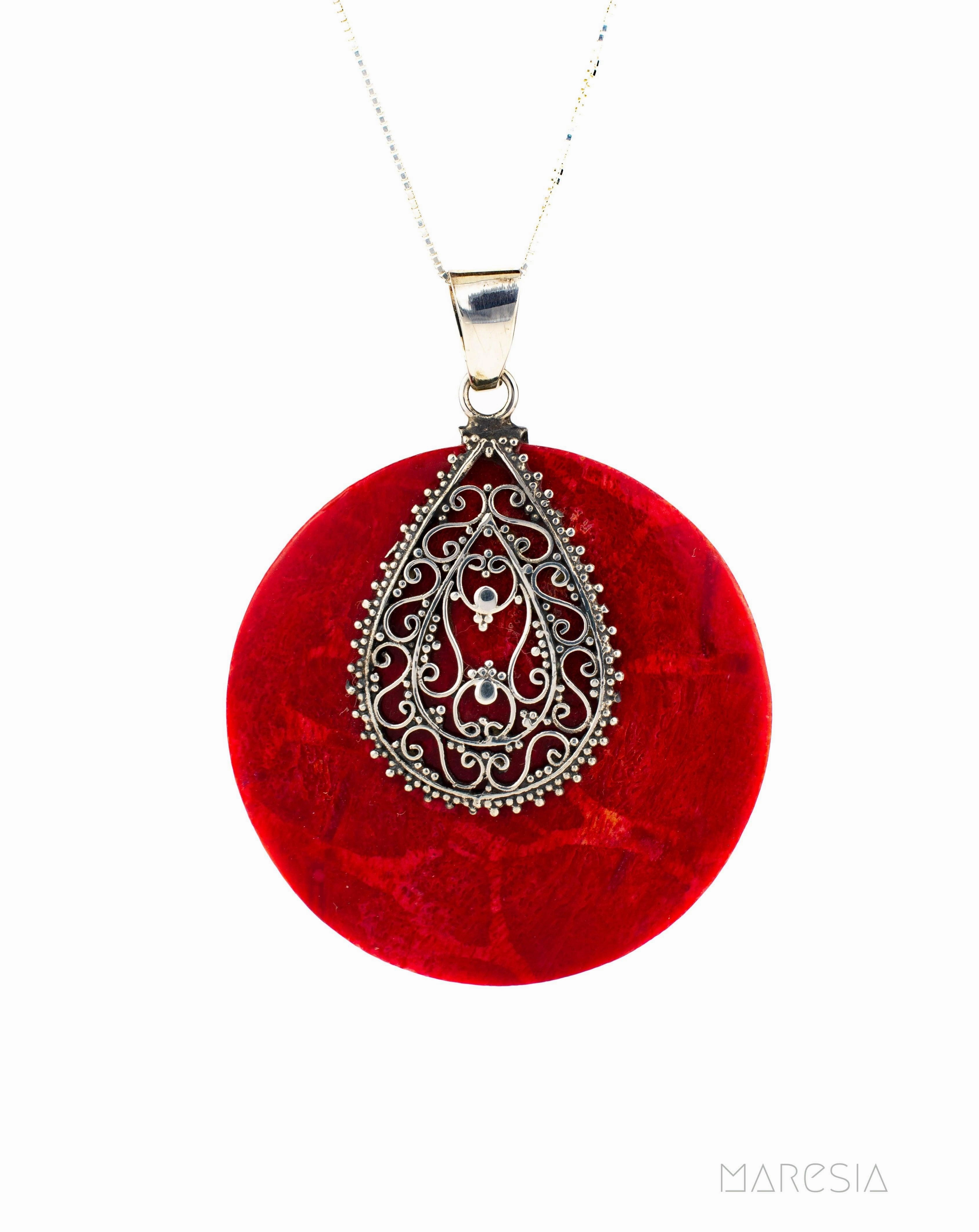 Coral  Pendant ~ Coral ~ Sterling Silver 925 ~ SMP020