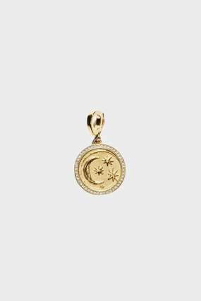 Cosmic Pave Small Diamond Coin, Yellow Gold