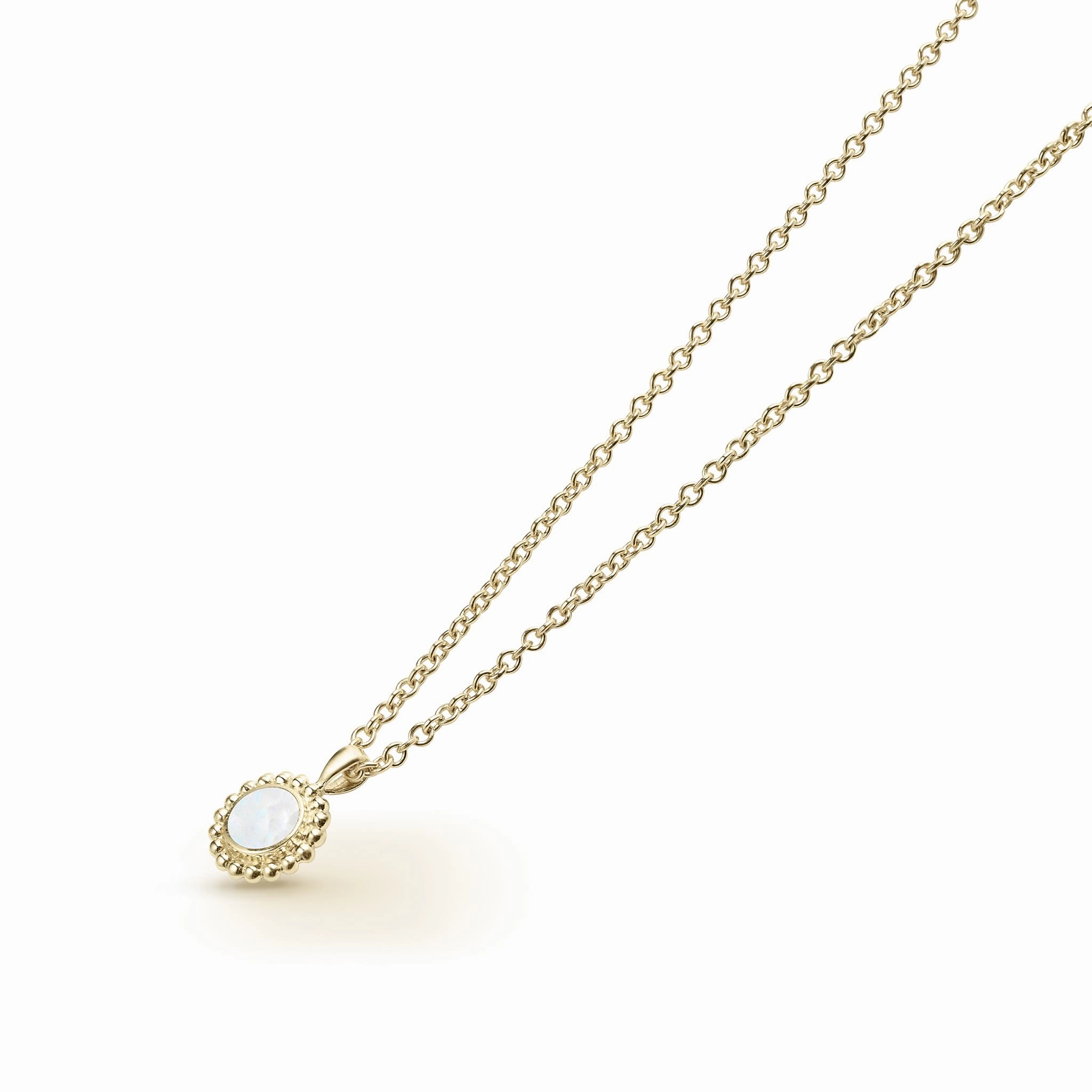 Covet Round Mother of Pearl Pendant Necklace