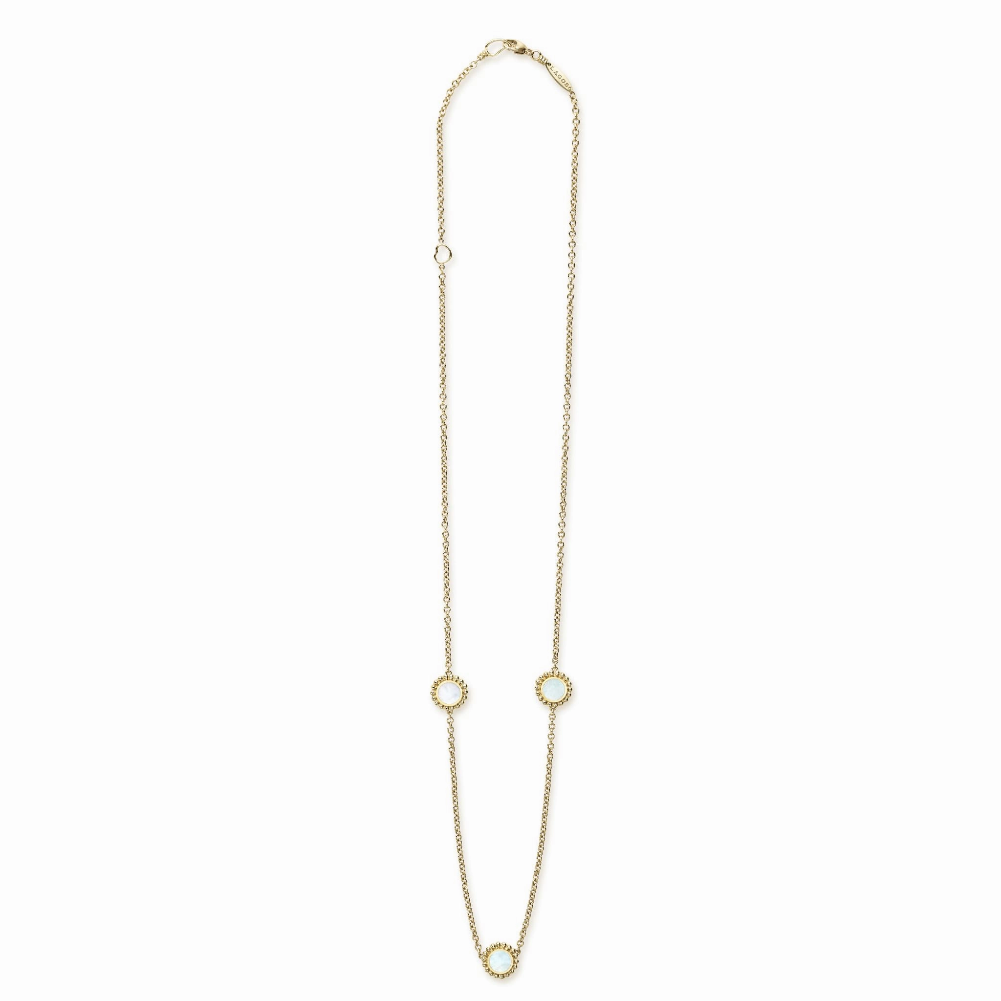 Covet Three Station Round Mother of Pearl Necklace