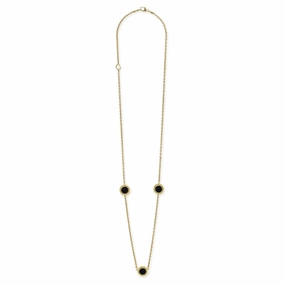 Covet Three Station Round Onyx Necklace