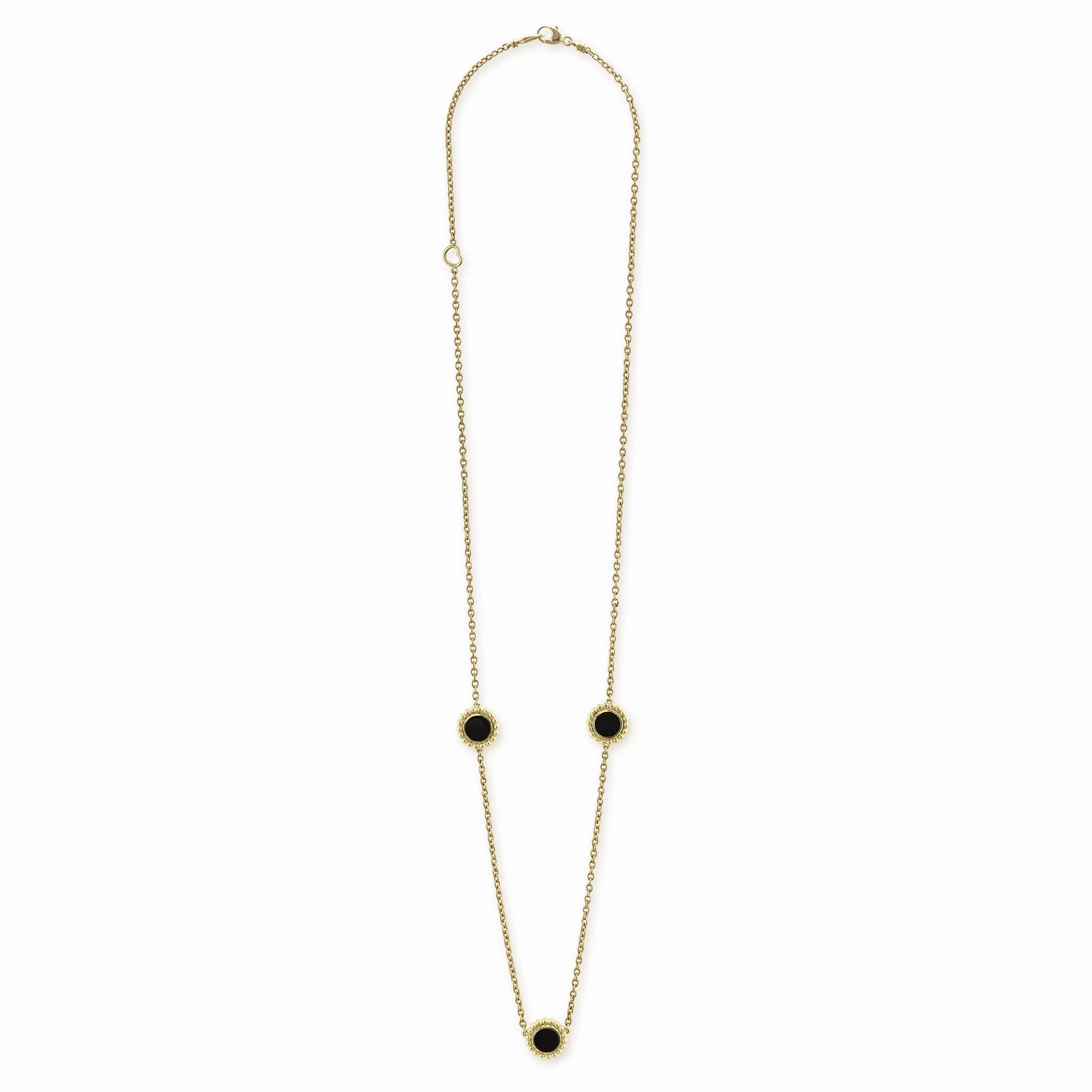 Covet Three Station Round Onyx Necklace