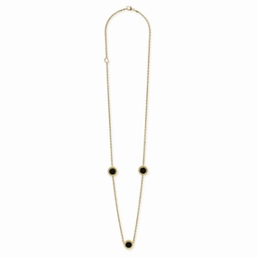 Covet Three Station Round Onyx Necklace