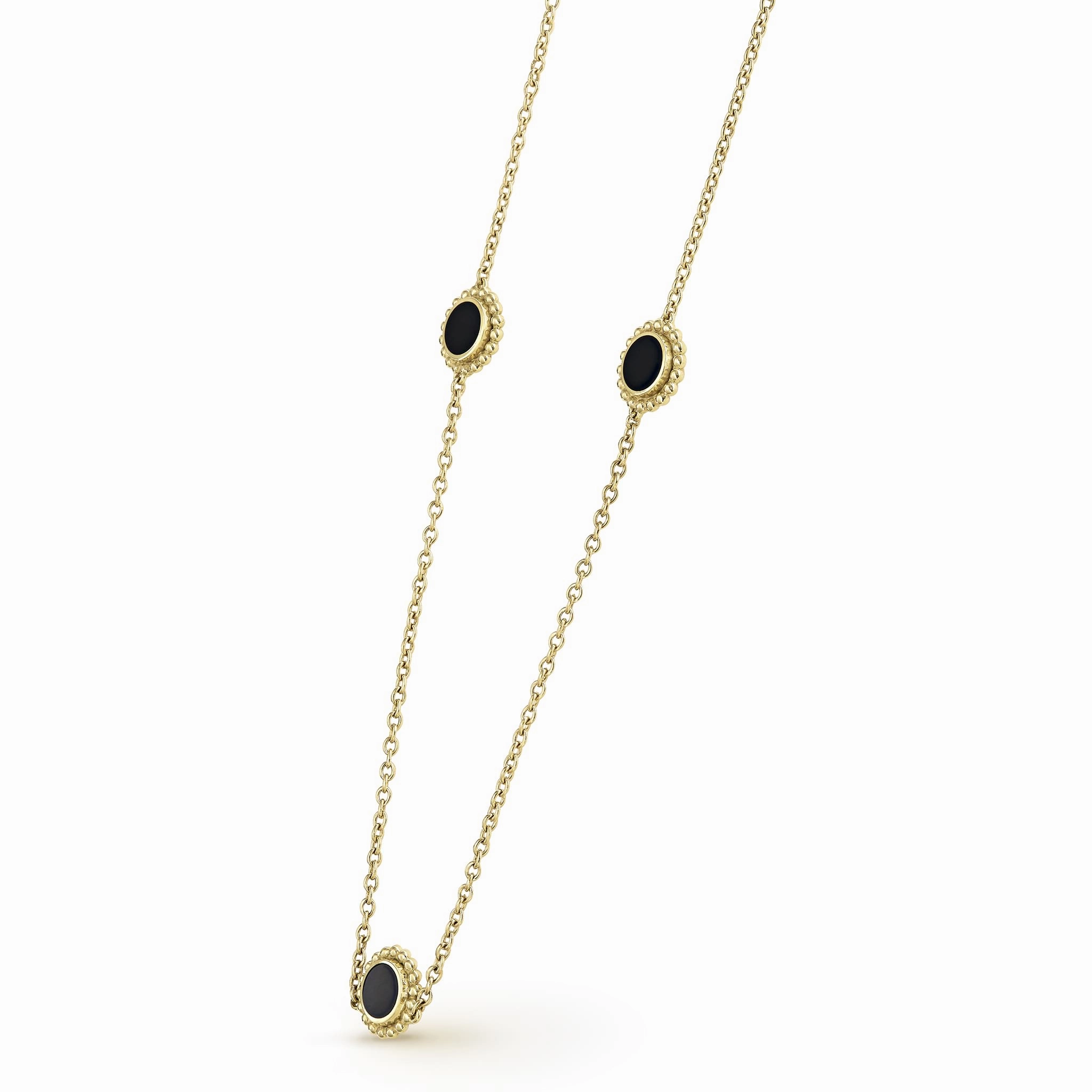 Covet Three Station Round Onyx Necklace